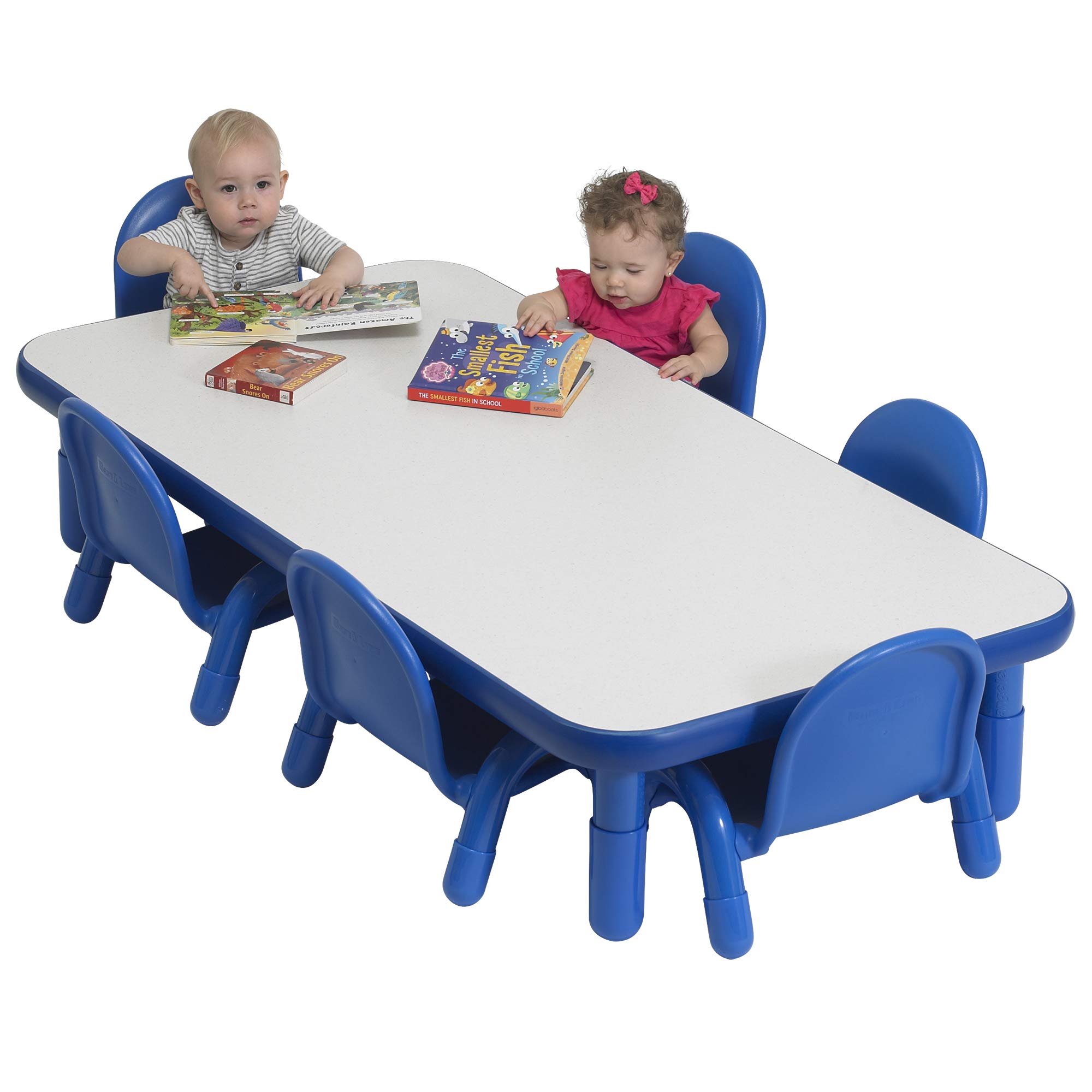 Angeles Baseline Toddler 60 inch x30 inch Table & 6 Chairs, Blue, AB74612PB, Kids Preschool or Daycare Learning Activity Furniture, Classroom & Playroom Decor (Legs Sold Seperately)