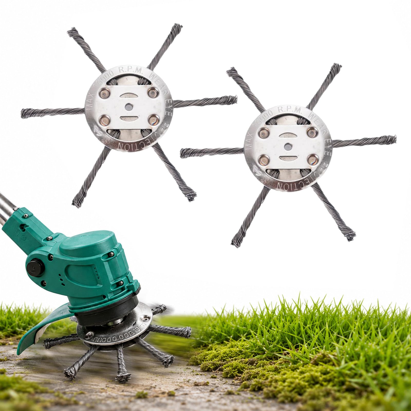 Vultriox pour debroussailleuse Tête de Coupe en Acier 150 mm, Brosse Désherbage pour Débroussailleuse et Coupe-Bordures, Herbe, Mousse et Joints (2, 6 Branches)