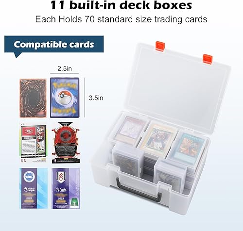 Miniatura 3 de Saichotoy Caja de almacenamiento de tarjetas coleccionables organizador de tarjetas para más de 800 tarjetas de Pokemon, MTG, Yugioh, TCG con 11