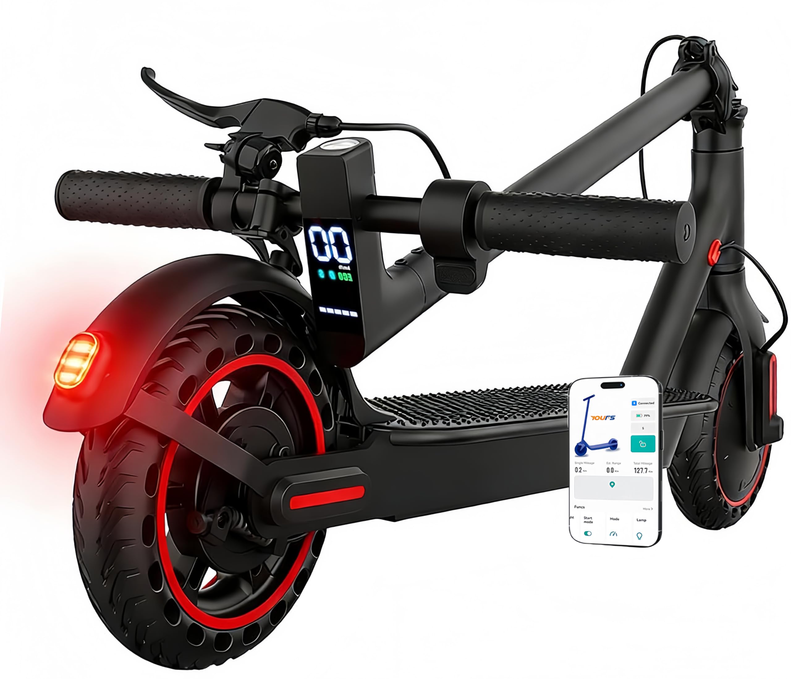Patinete eléctrico plegable para adultos, 10,4 Ah, autonomía 25/35 km, neumáticos sólidos 8,5", carga máxima 120 kg, control con App