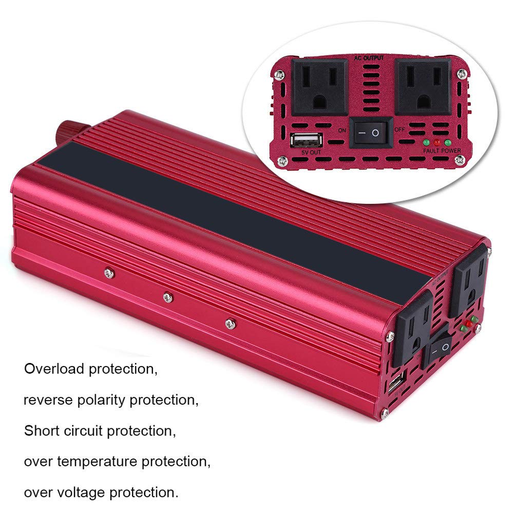 Falownik samochodowy, 2000 W DC 12 V na AC 110 V samochodowy falownik konwerter USB ładowarka adapter