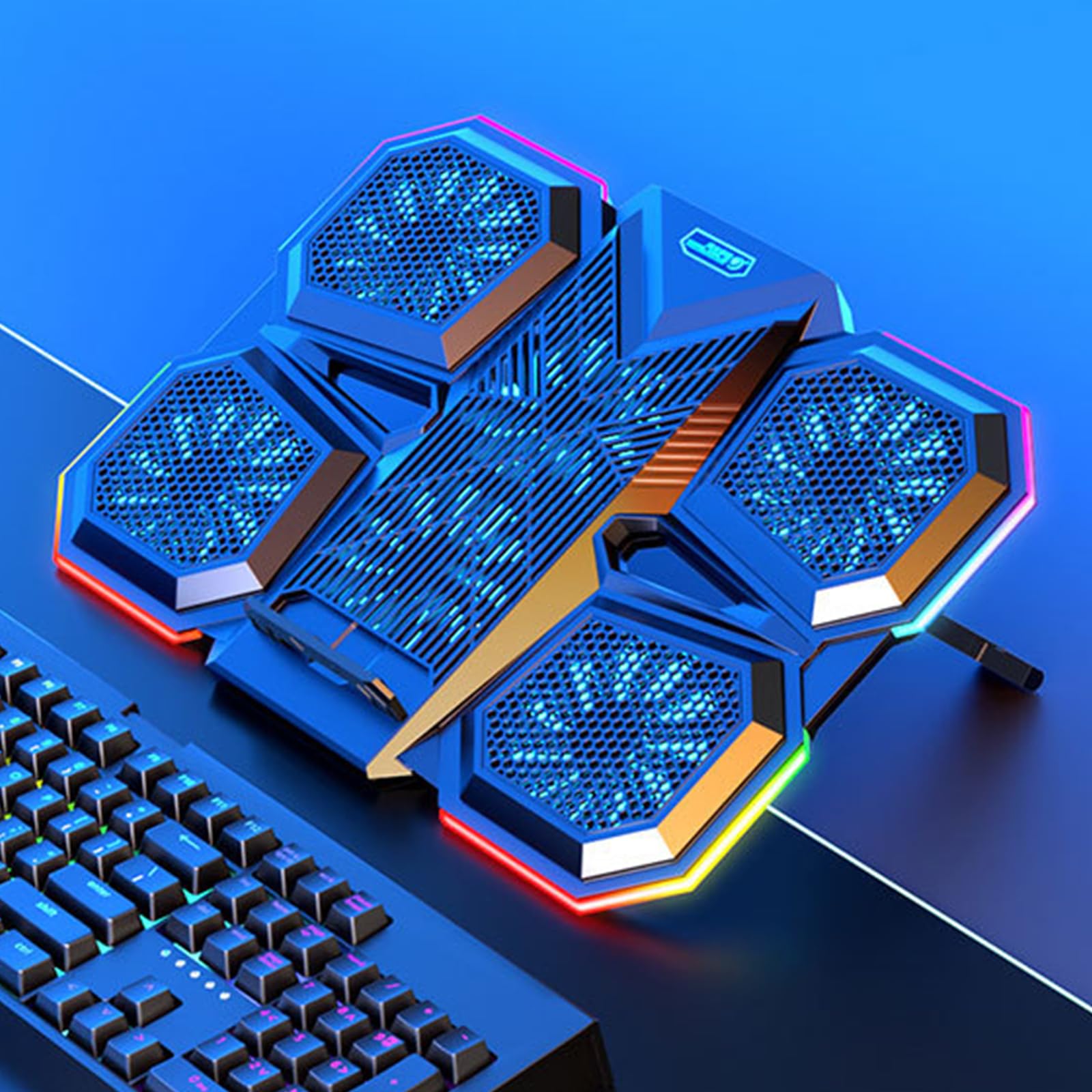 RGB Silent Cooling Pad 2 porty USB, przenośny wentylator do laptopów do gier, antypoślizgowy, regulowany kąt, uchwyt na laptopa, akcesoria komputerowe