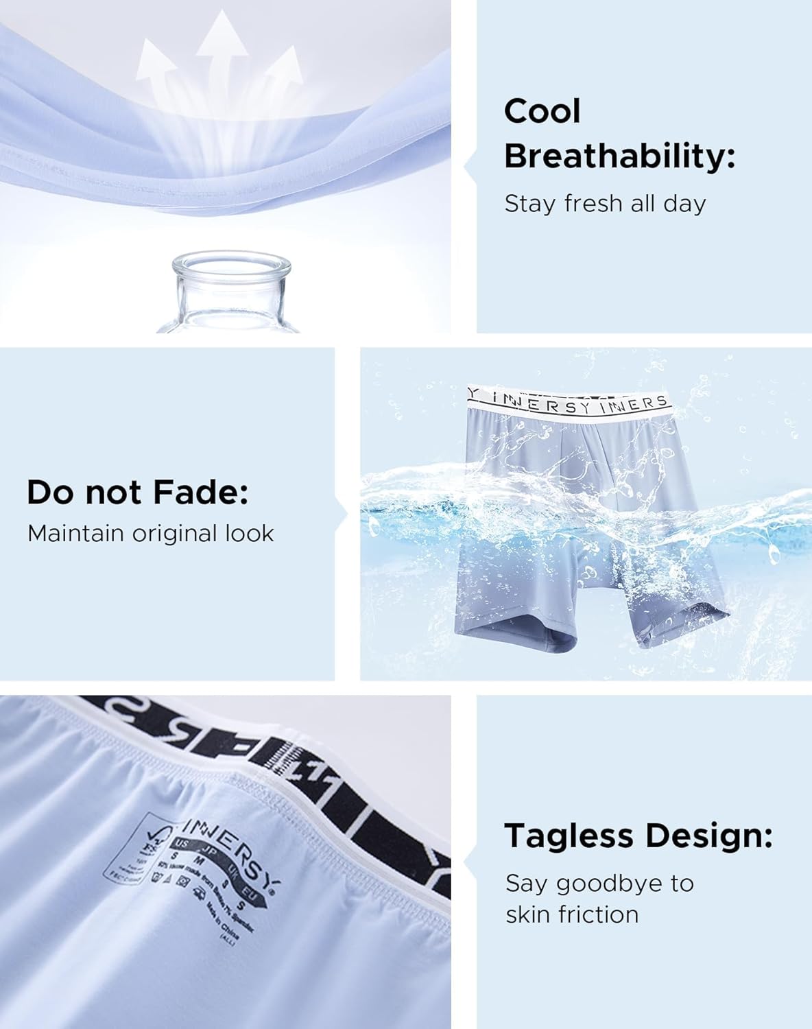 INNERSY Men's Bamboo Viscose Boxer Briefs Breathable Moisture Wicking Underwear 4-Pack - Image 4