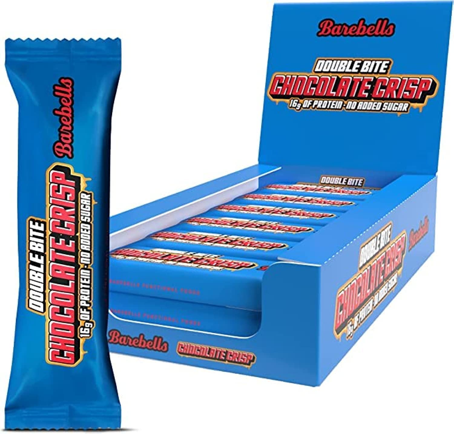 Barebells DoubleBite Caramel Crisp High Protein and Low Carb Bar, 12 x 55g (1,94 oz) Low Sugar Snack Protein Bar with 17g protein