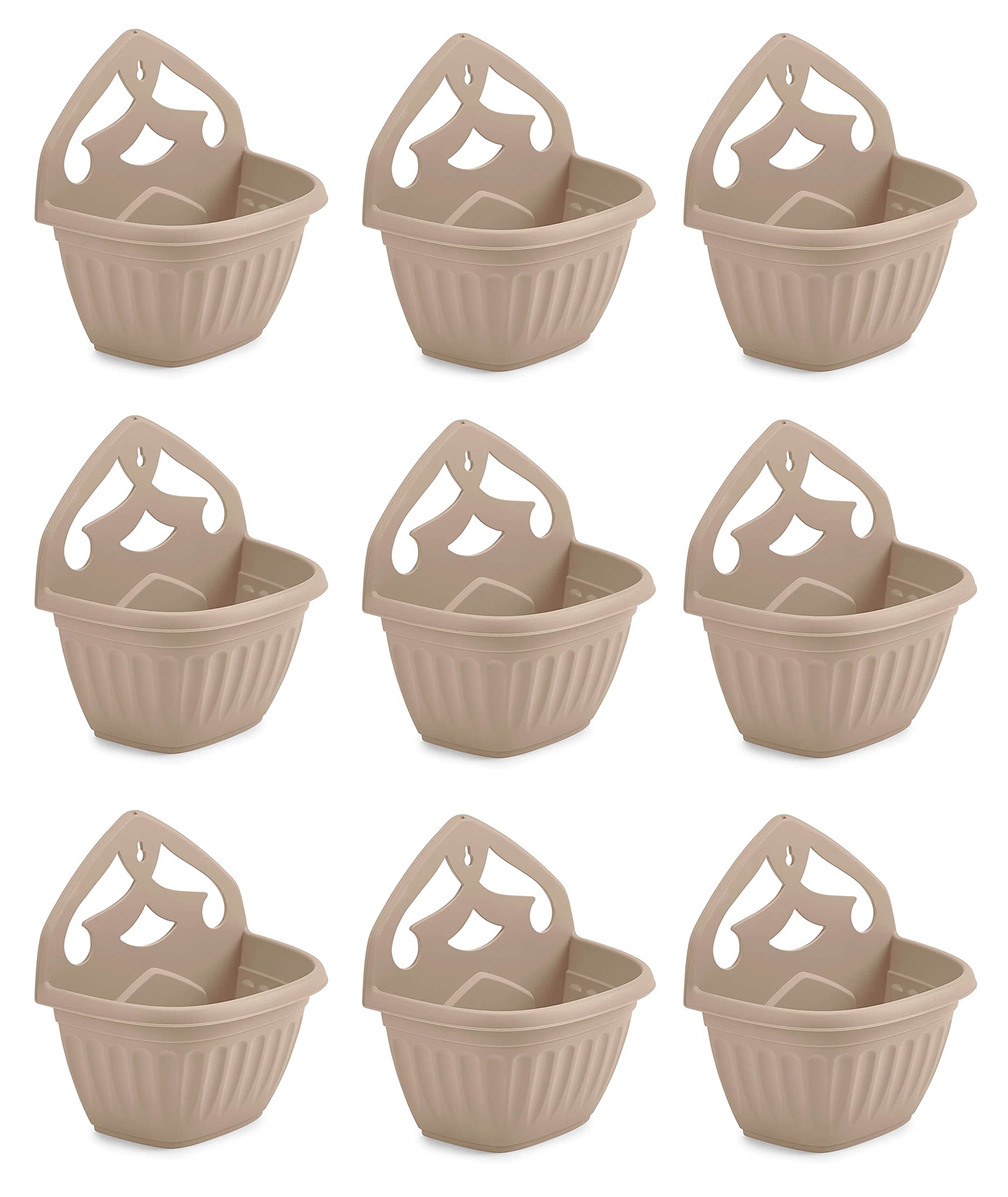 Homion Taupe Brown Athens Wall Flower Planter Garden Plant Wall Mount Basket 32Cm Taupe Colour (9)