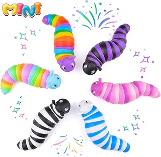 Fidget Toys Slug, Small Sensory Slug Toy Fidget Toys Pack for Adults and Kids, 6Pcs Autism Sensory Toys, Toddler Toys, Office Toy, Desk Toys, Gift Ideas for Children Boys Girls Teens (6PC-A)