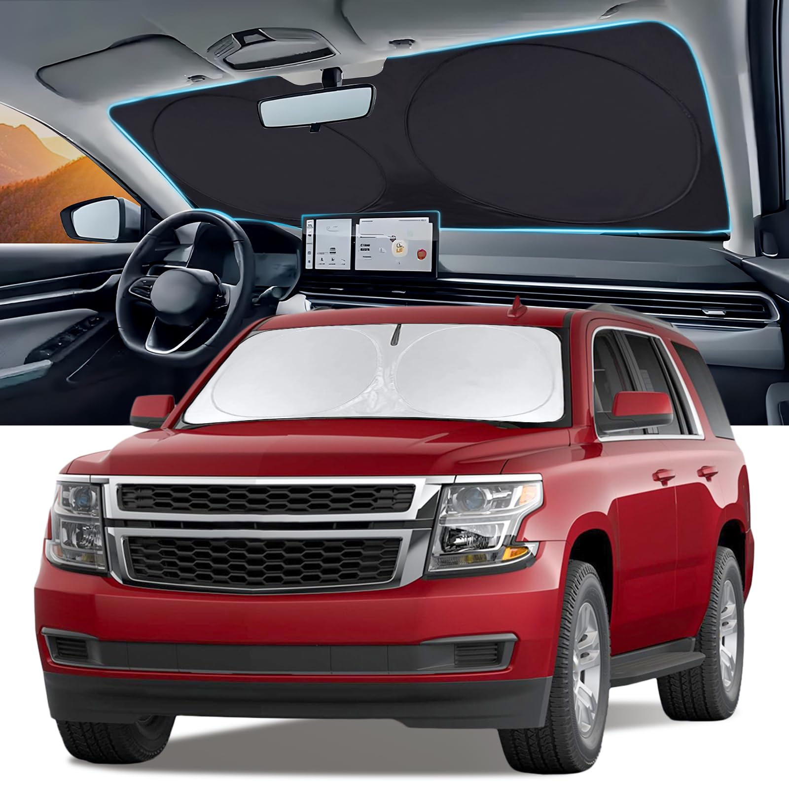 Windshield Sun Shade for 2015-2020 Chevrolet Chevy Suburban/Tahoe GMC Yukon