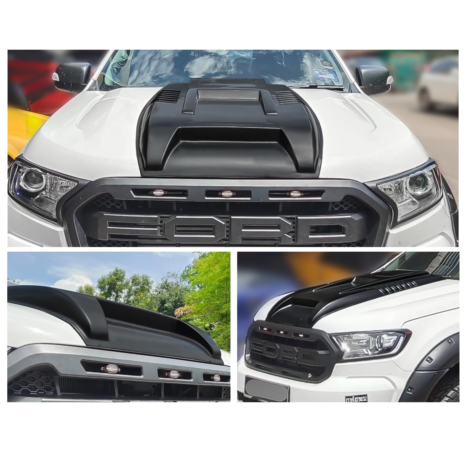 Pala grande para capó Protector de capó para Ford Ranger 2015-2022 Wildtrak Raptor Limited XL XLT Tremor Platinum T7 T8 MK2 MK3 ABS Paneles de capó
