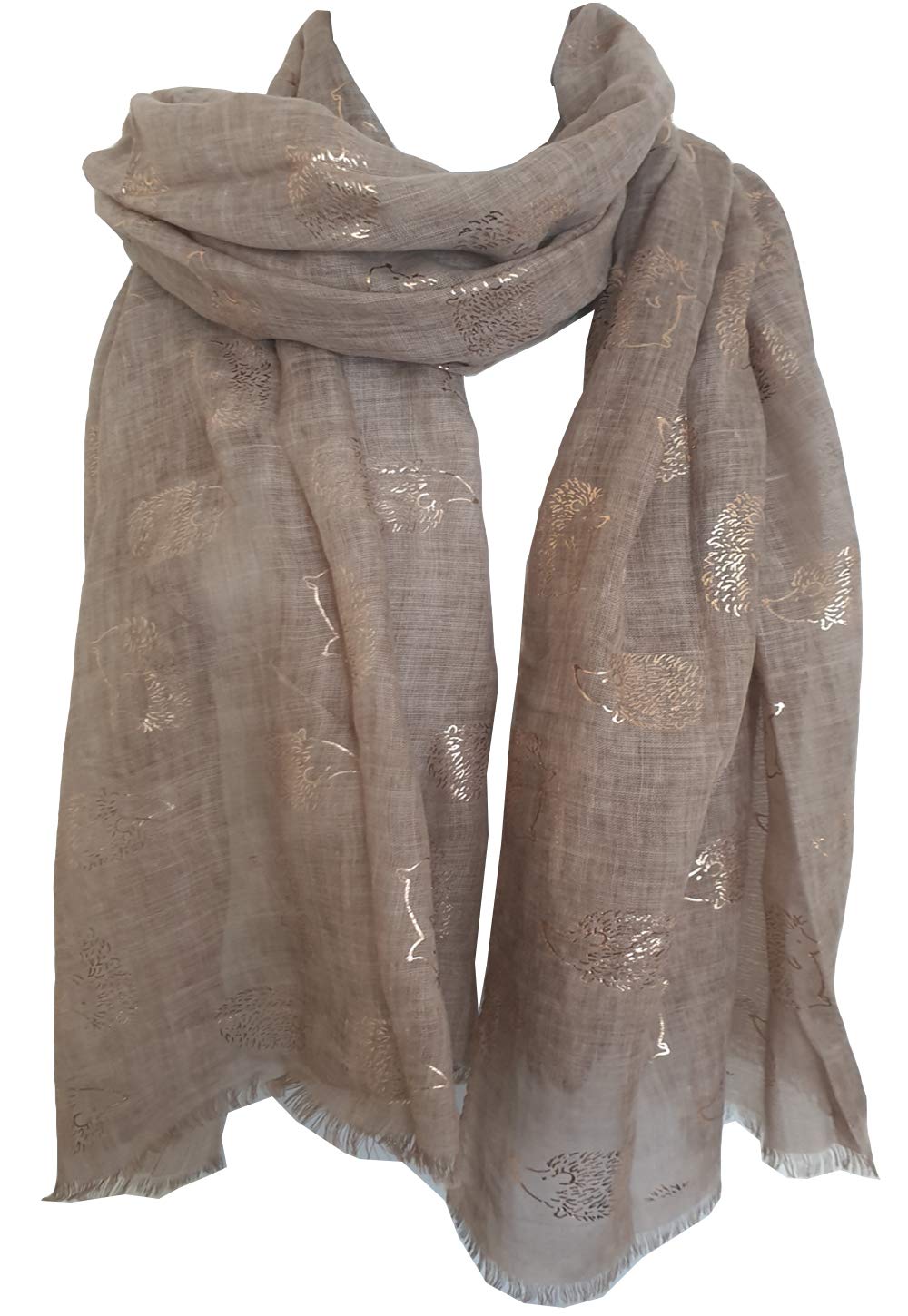 Glamlondon Women's Light Beige Hedgehogs Print Scarf (Light Beige)