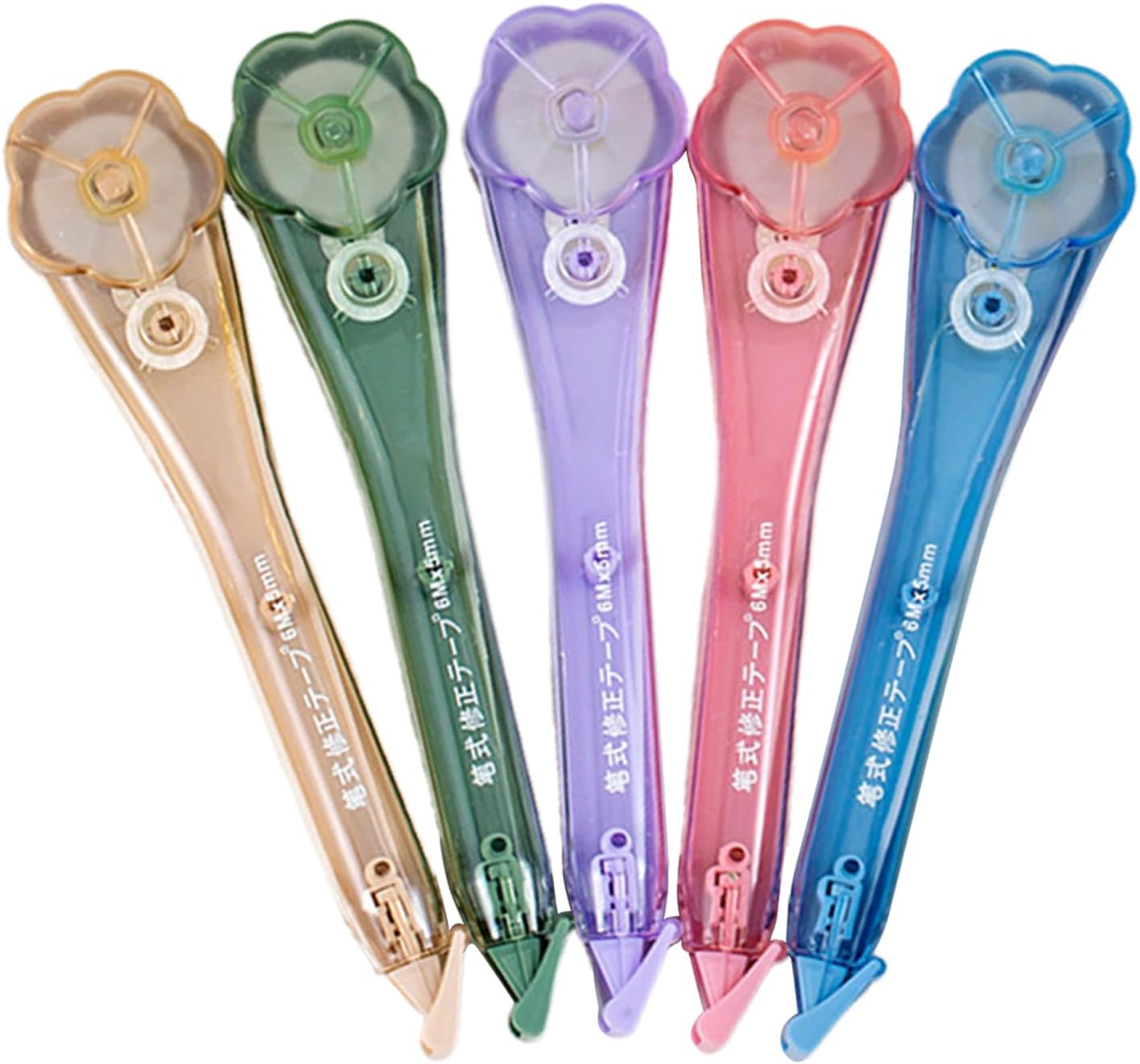 Flower-Shaped Correction Tape, Instant Drying Formula, 5 Pieces, Noiseless Correction Pen, Compact And Portable Design, For Students Teachers Writers Journalists