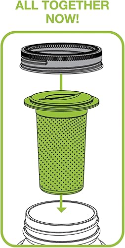Miniatura 7 de Jarware Tapa infusora de té para frascos Mason de boca regular, color verde