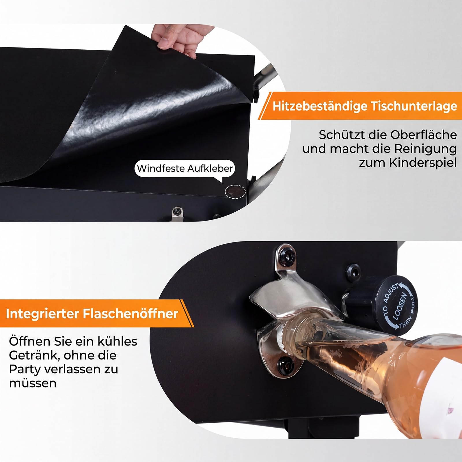 COSTWAY Grillwagen Outdoor, Grilltisch klappbar, Servierwagen Metall | Pizzatisch mit Rollen, 82 x 46 cm Arbeitsfläche & Hitzeschutzmatte, Grill Beistelltisch wetterfest, für BBQ Partys Garten