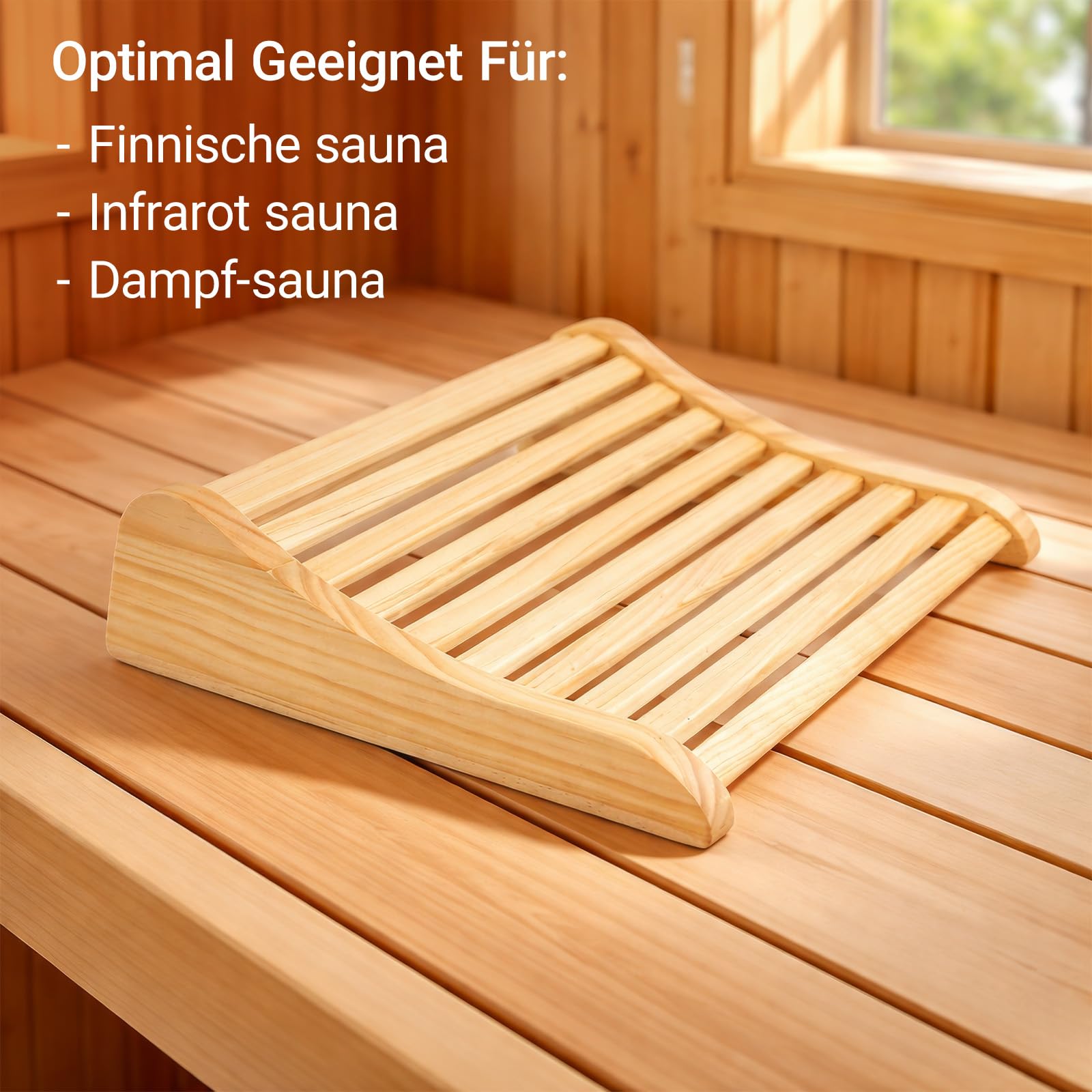 2er-Pack Sauna-Kopfstütze aus Holz, ergonomisch, mit gebogener Rückenlehne und Nackenstütze für Sauna und Infrarotkabine, aus Holz gefertigt, wellenförmiges Sauna-Zubehör, Sauna-Nackenkissen