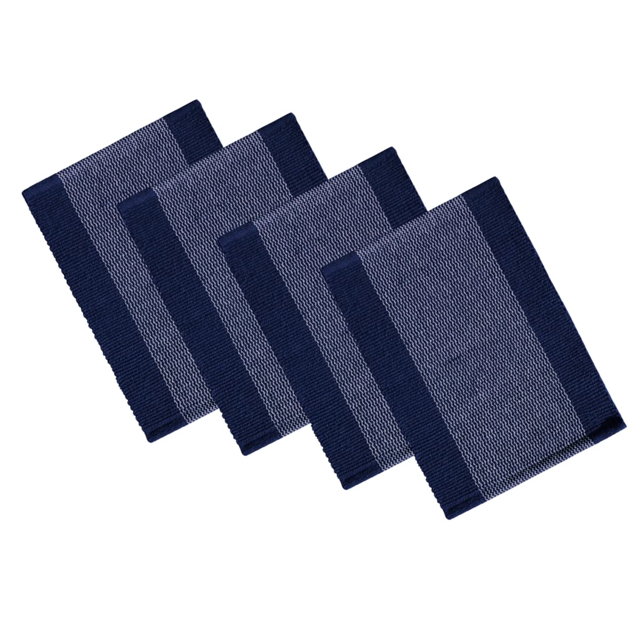 STONEMUNK 100% Pure Cotton Dining Table mats 6 Pieces, Ribbed Cotton Cotton Table mats, Dining Table Accessories for Home, Kitchen Accessories Items (13 x 19 Inches - Reversible - (Blue, Set of 4)