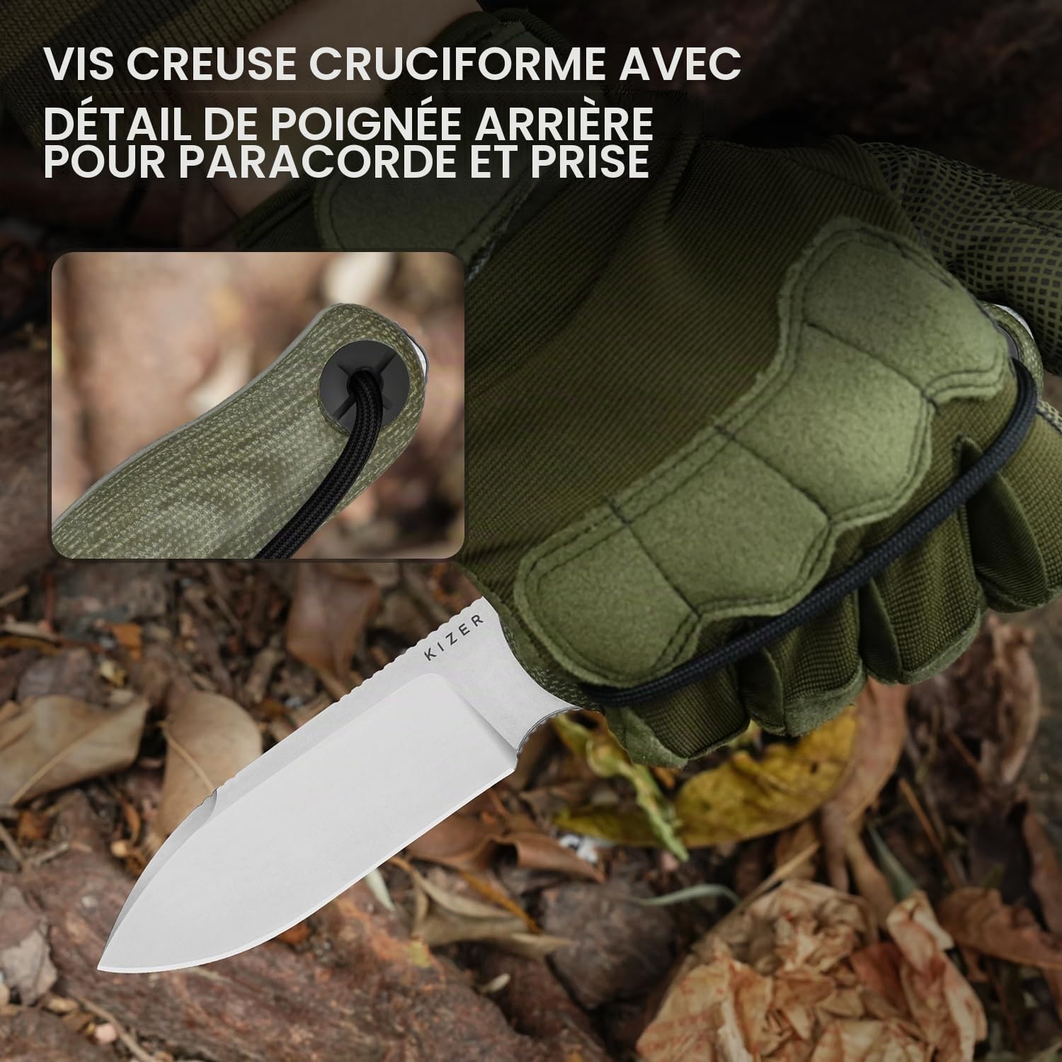Kizer Drop Bear Fix 3 Couteaux à Lame Fixe, 1101A2