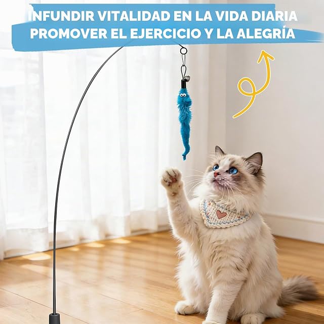 Foto 5 de 7 de AiQInu 4 Piezas Juguetes para Gatos, Caña Gato Repuestos de Plumas, Interactivo Juguete Gato Plumas