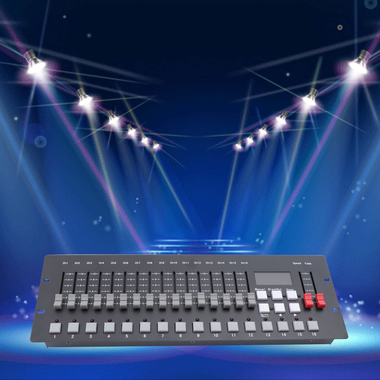 DMX Controller,192 Kanäle DMX512 Controller,16 Geräte,Ohne Szenenprogrammierung,HD-LED-Anzeige,2048kb,für DJs, Bühnen, Diskotheken,Scheinwerfer, Nebelmaschinen
