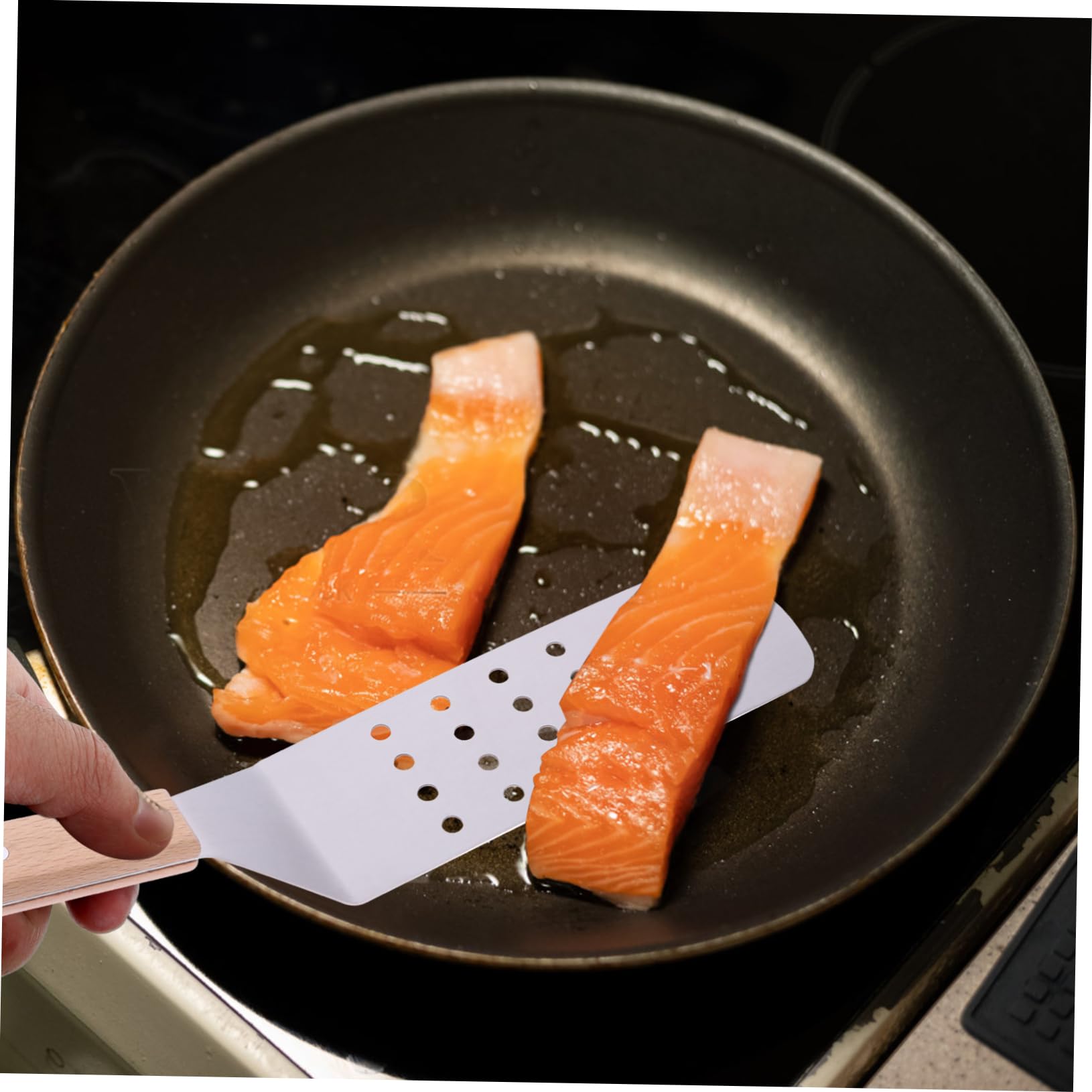Spachtel aus Edelstahl für Pizza und Steak Ergonomischer Griff für Einfache Handhabung Leichte und Tragbare Küchenschaufel