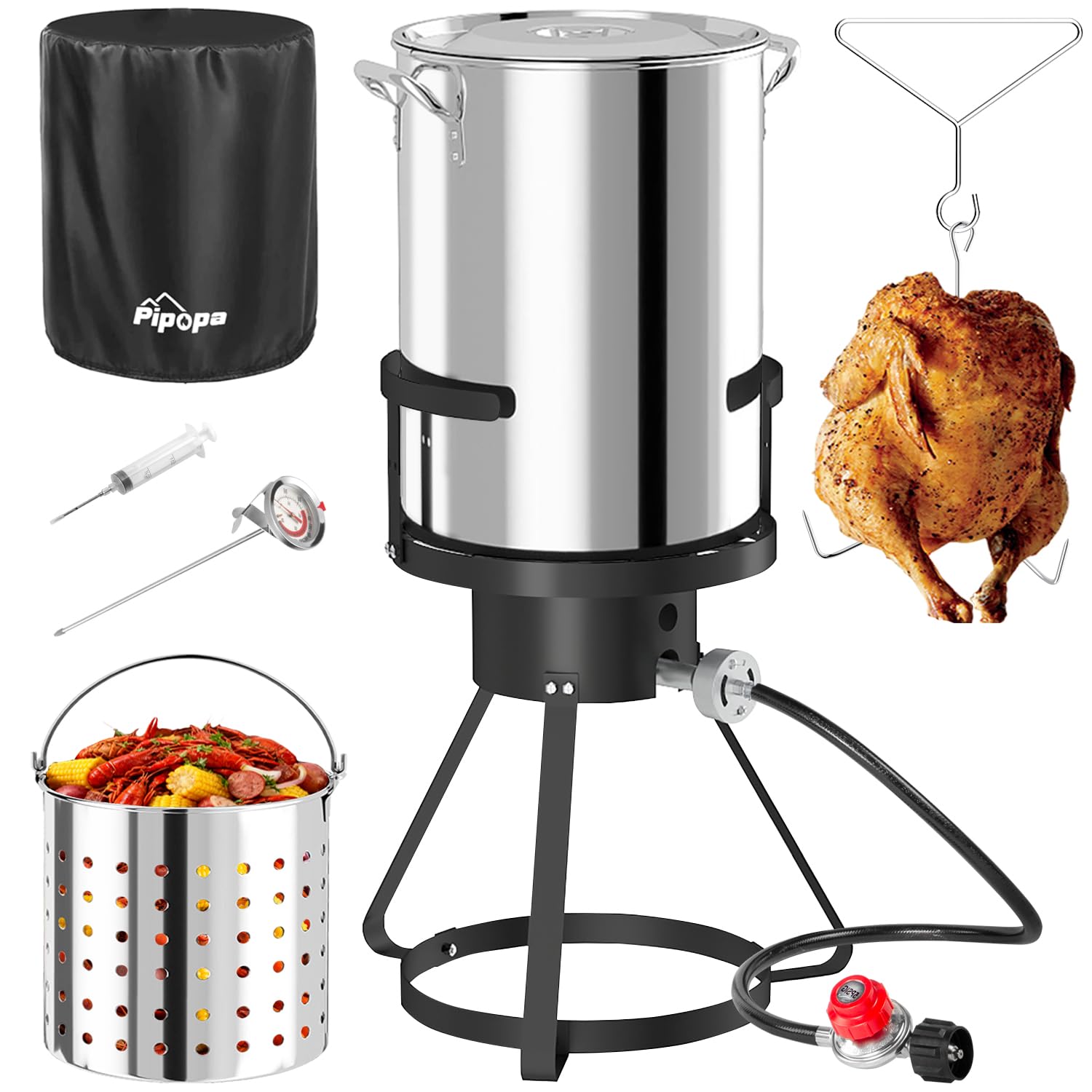 Pipopa 30QT Stainless Steel Turkey Fryer - fryers | Mubboo