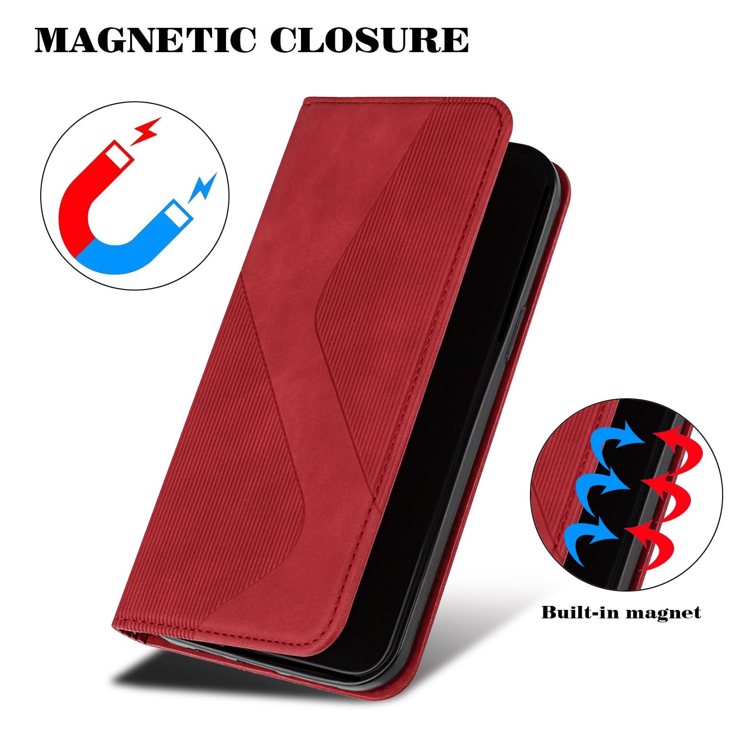 Etui na Motorola Moto G72 5G Portfel z klapką ze skóry PU, [3 miejsca na karty] [zamknięcie magnetyczne] [regulowany pasek na ramię] - Czerwony