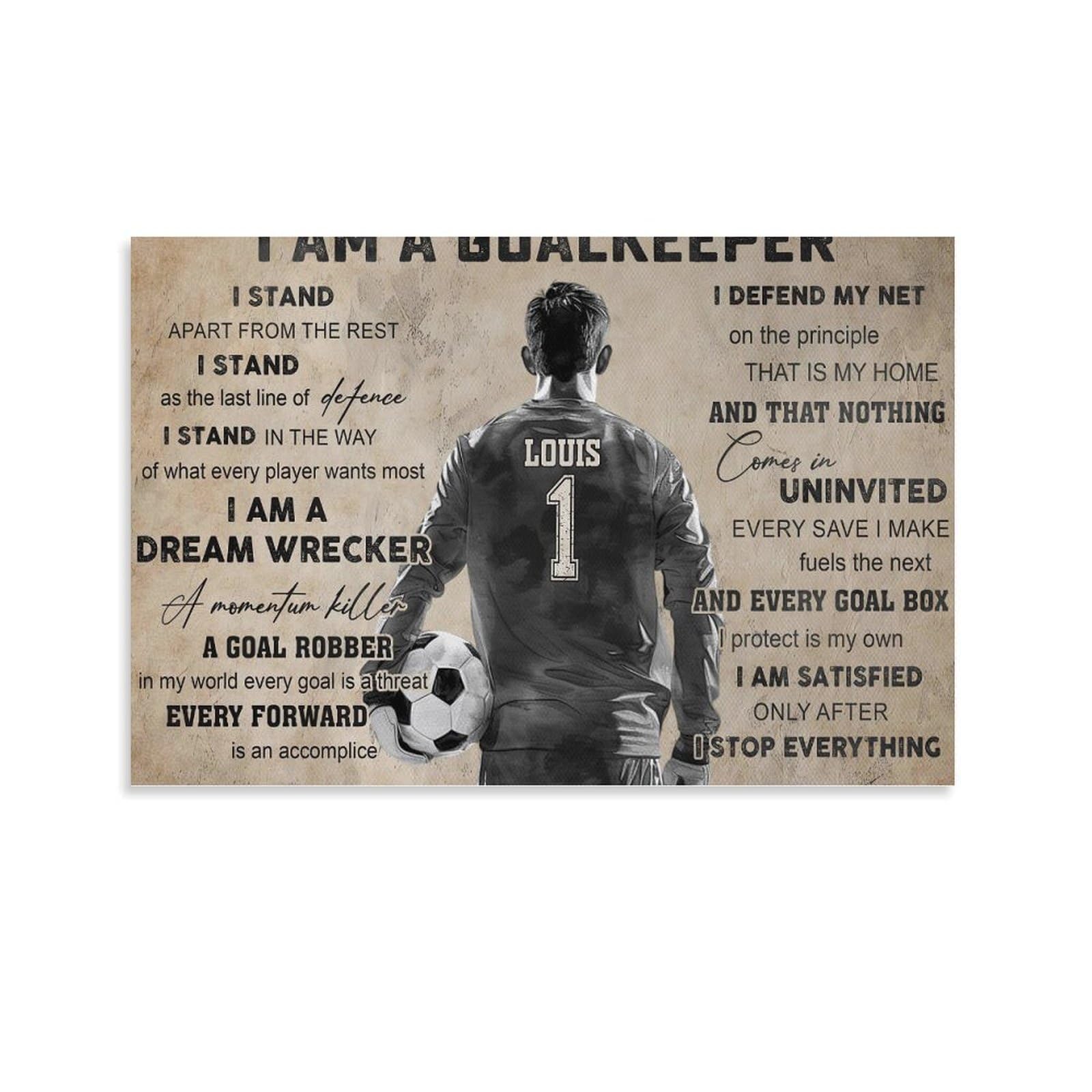 WLQZFRWV Soccer Goalkeeper Personalized Poster Canvas Poster Wall Art Decor Print Picture Paintings for Living Room Bedroom Decoration 16x24inch(40x60cm)
