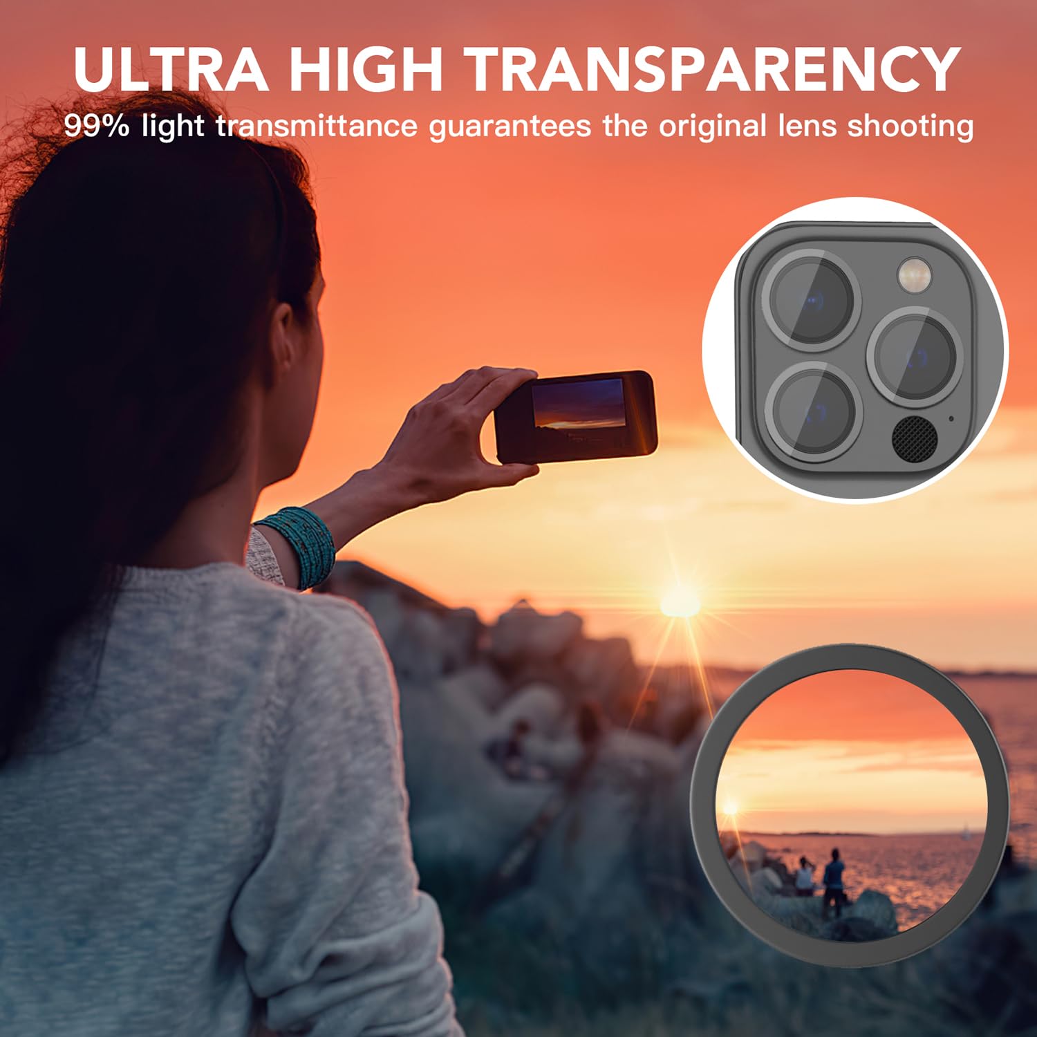 Kamera-Objektivschutz für iPhone 16/iPhone 16 Plus, Ultra-HD, 9H, gehärtetes Glas, Kamera-Abdeckung, Metallring, hüllenfreundlich, kratzfest, einfach zu installieren, Rosa