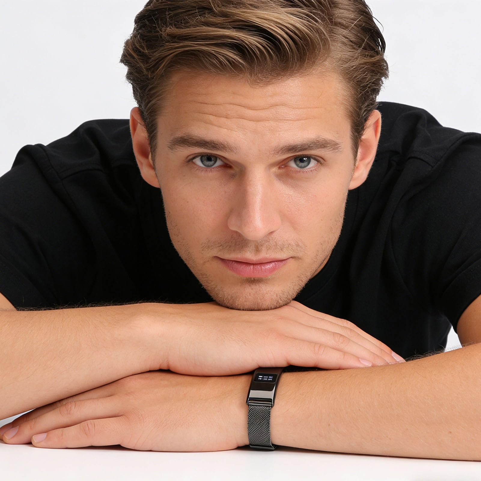 Topiky Pulsera Inteligente, Rastreador de Salud y Actividad Física, Pulsera de Actividad Física Portátil, Rastreador de Sueño 24 Horas, de para Hombres y (Black)