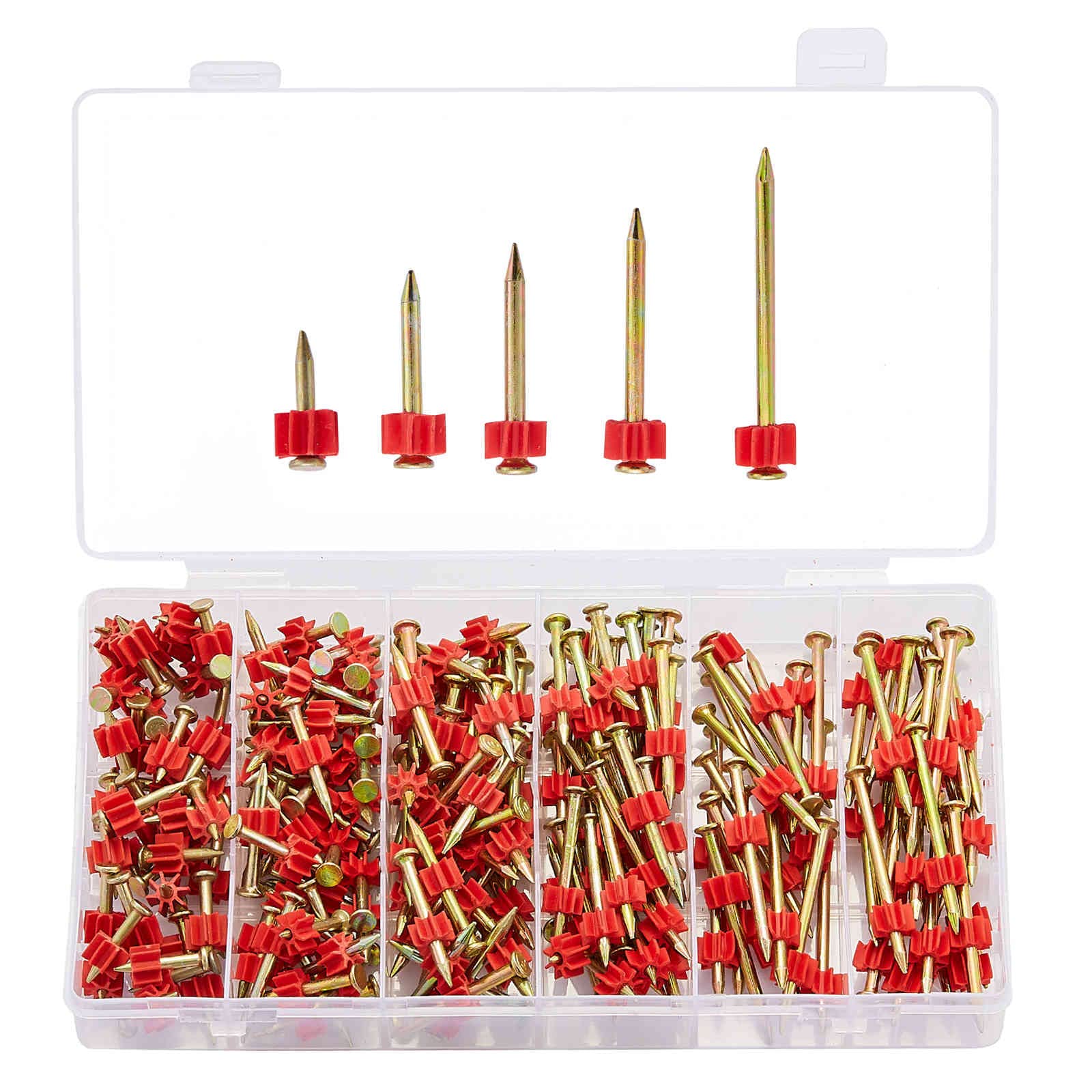 140 Pcs Masonry Nails Set, 5 Sizes of Galvanized Anti-Corrosion Masonry Nails for Brick Wall & Wood, Hardware Accessories Fasteners for DIY and Home Maintenance