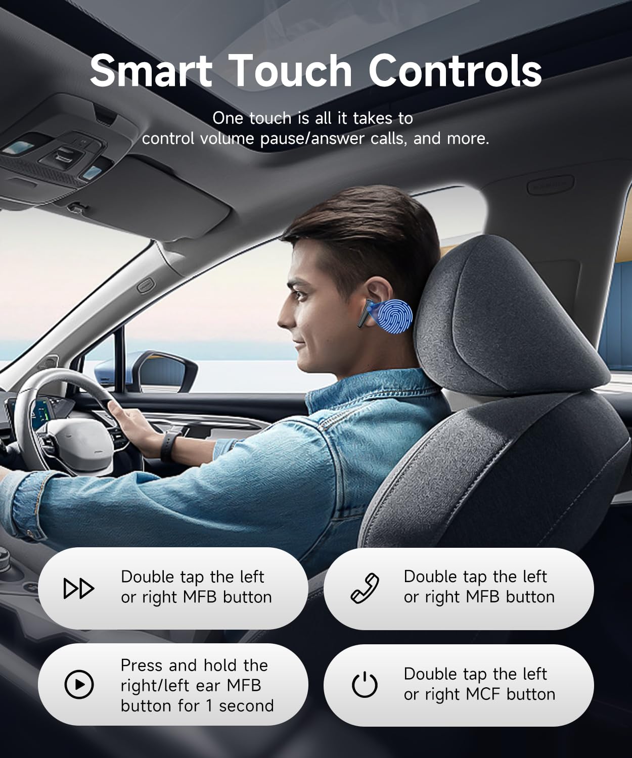 Wireless Earbuds 2026 Sport Bluetooth Headphones Stereo Earphones with ENC Mic Wireless Earphones In Ear Earbuds with Dual LED Display - Image 3