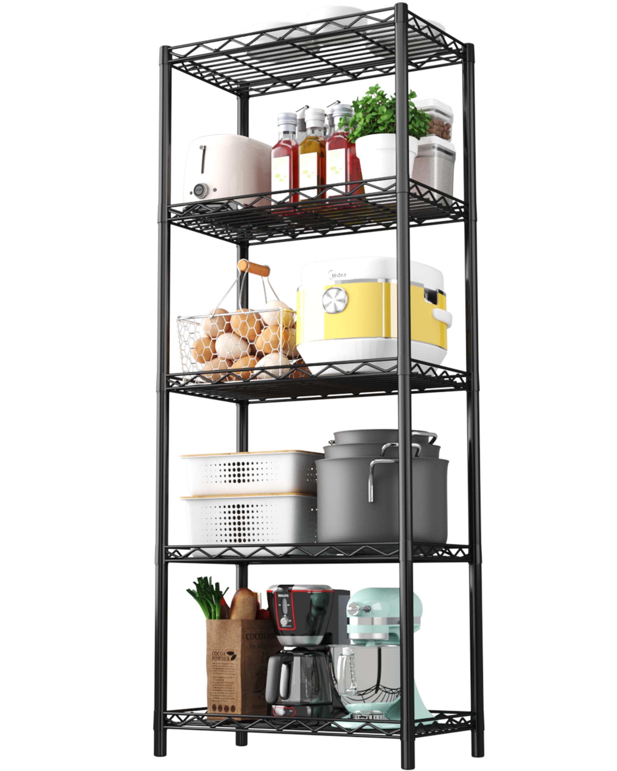 HOMEFORT 5-Tier Sturdy Metal Storage Rack with 5 Shelves