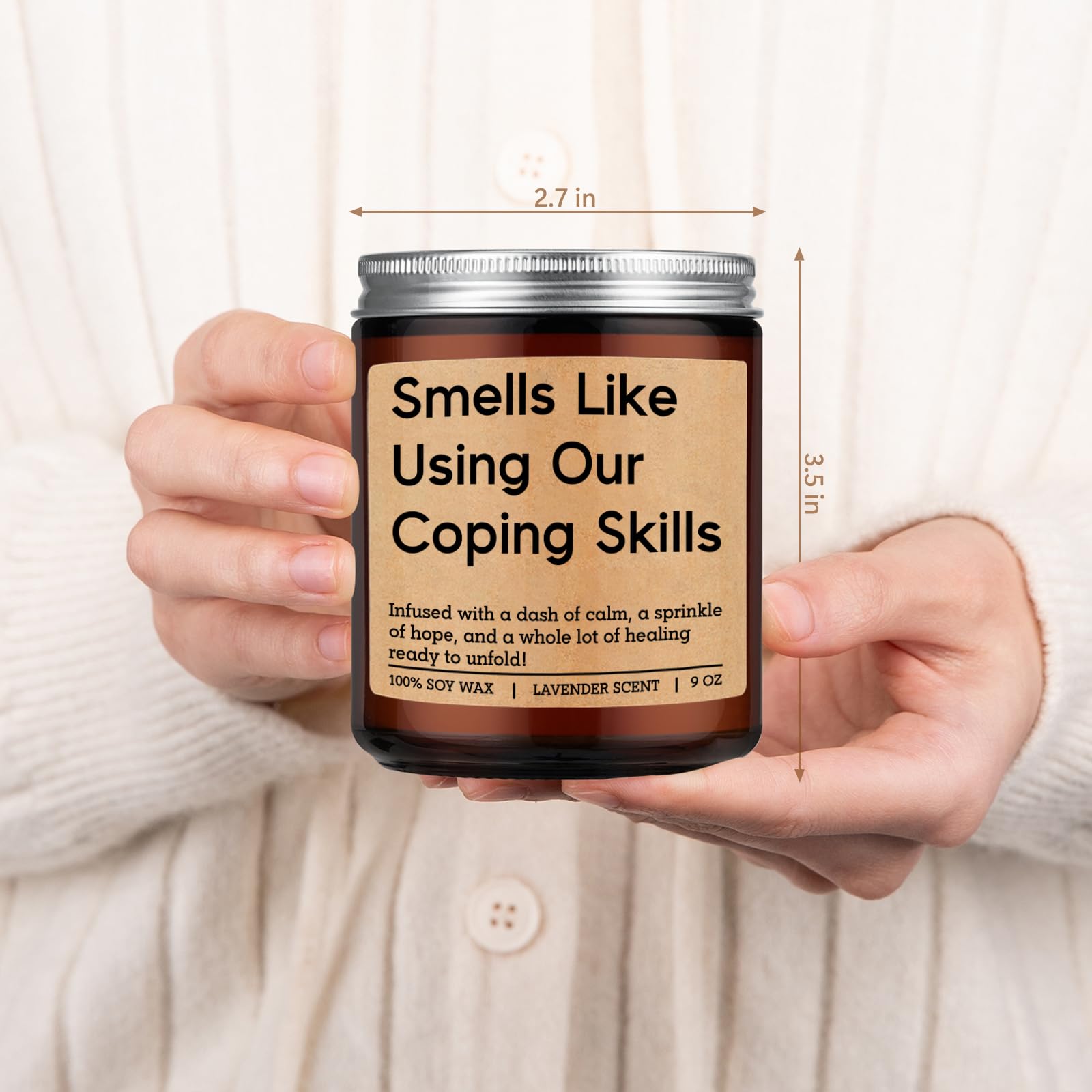 LEADO Funny Coping Skills Candle, Therapist Gifts - Mental Health, Graduation, Psychology, Appreciation Gifts for Therapist, Social Worker, School Counselor, Psychologist, Women - Therapy Office Decor
