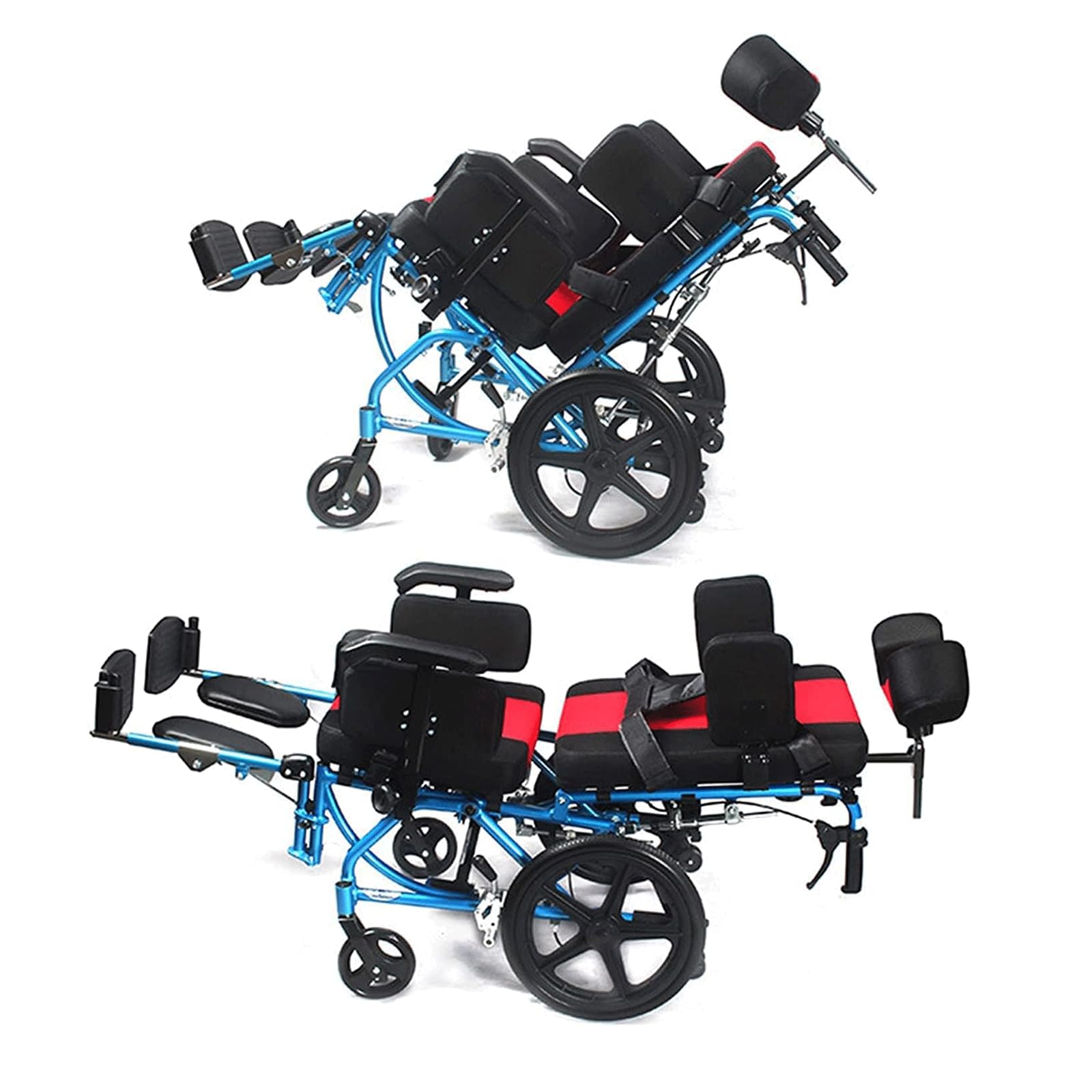 Silla de Ruedas,Silla de Ruedas para Transporte de Adultos Silla de Ruedas con Freno Manual Todo Terreno Asiento Ancho 18In Silla de Ruedas Manual Ligera/Blue