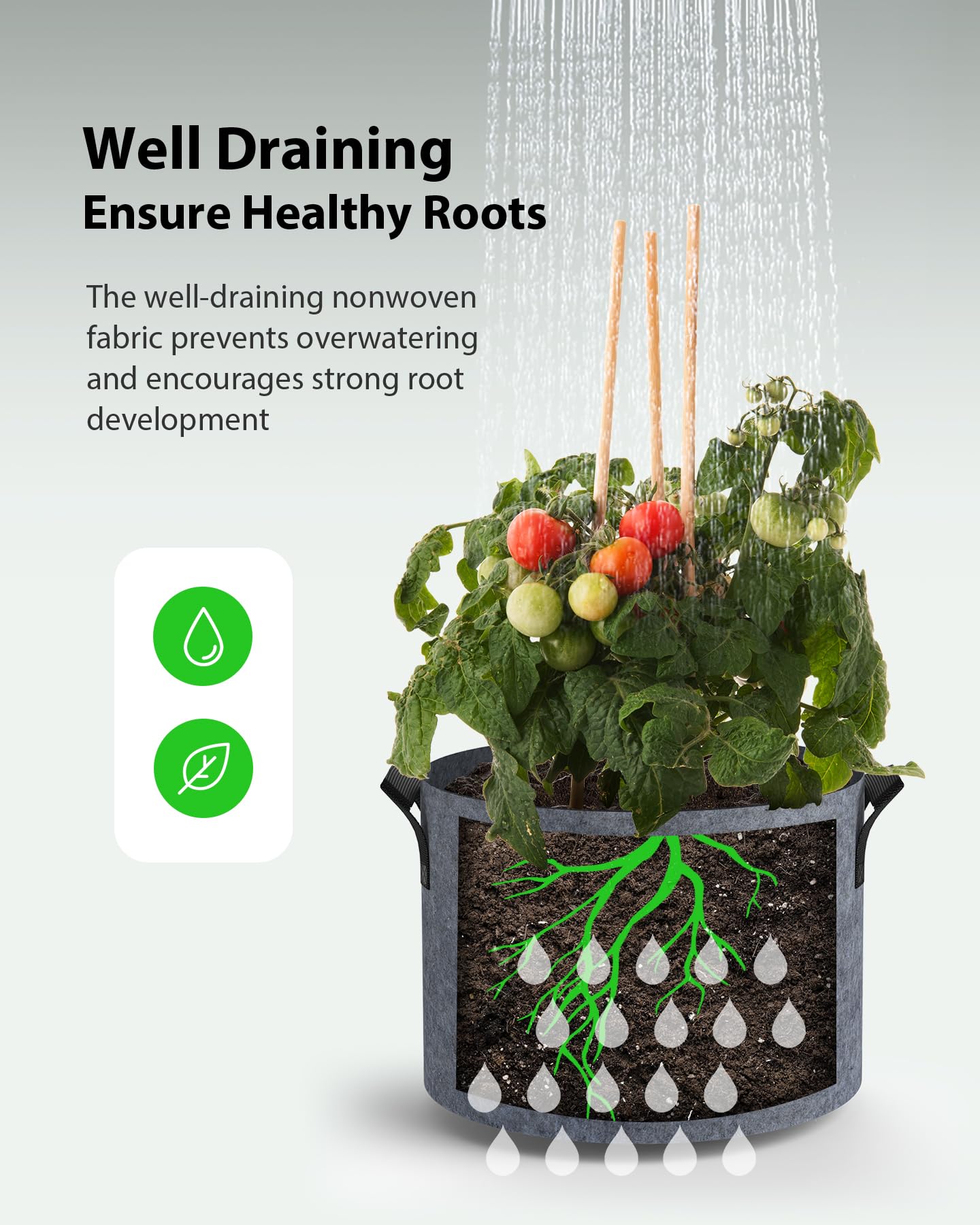Paquete de 5 bolsas de cultivo gruesas de 15 galones, macetas de tela no tejida multiusos con asas duraderas, macetas de jardín al aire libre para frutas, verduras, flores, hierbas, plantas