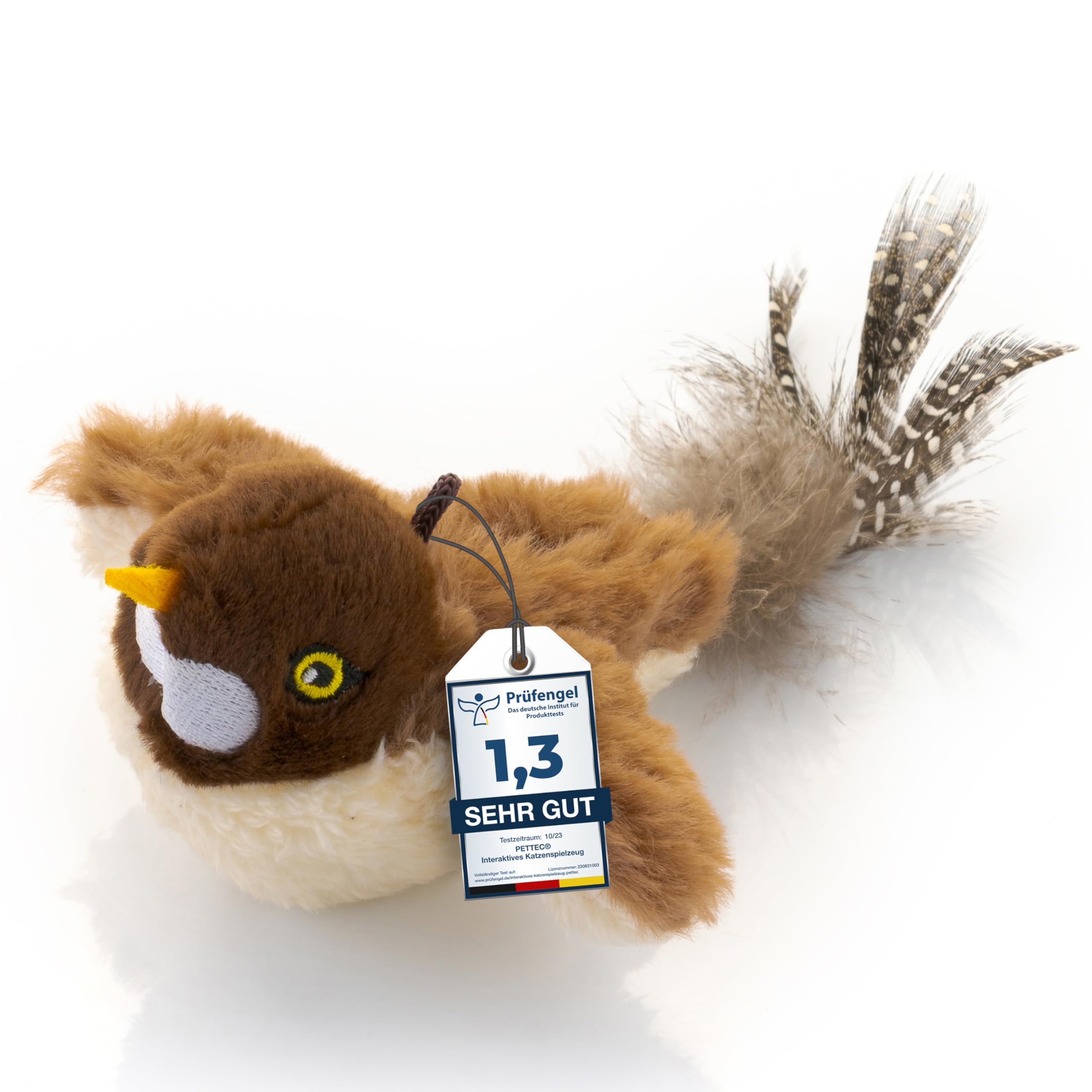 PetTec® Interaktives Katzenspielzeug Elektrisch [DAS ORIGINAL] Selbstbeschäftigung - Katzenspielzeug mini Spatz beweglich mit Katzenminze Interactive Cat Toy Automatische Katzen Spielsachen