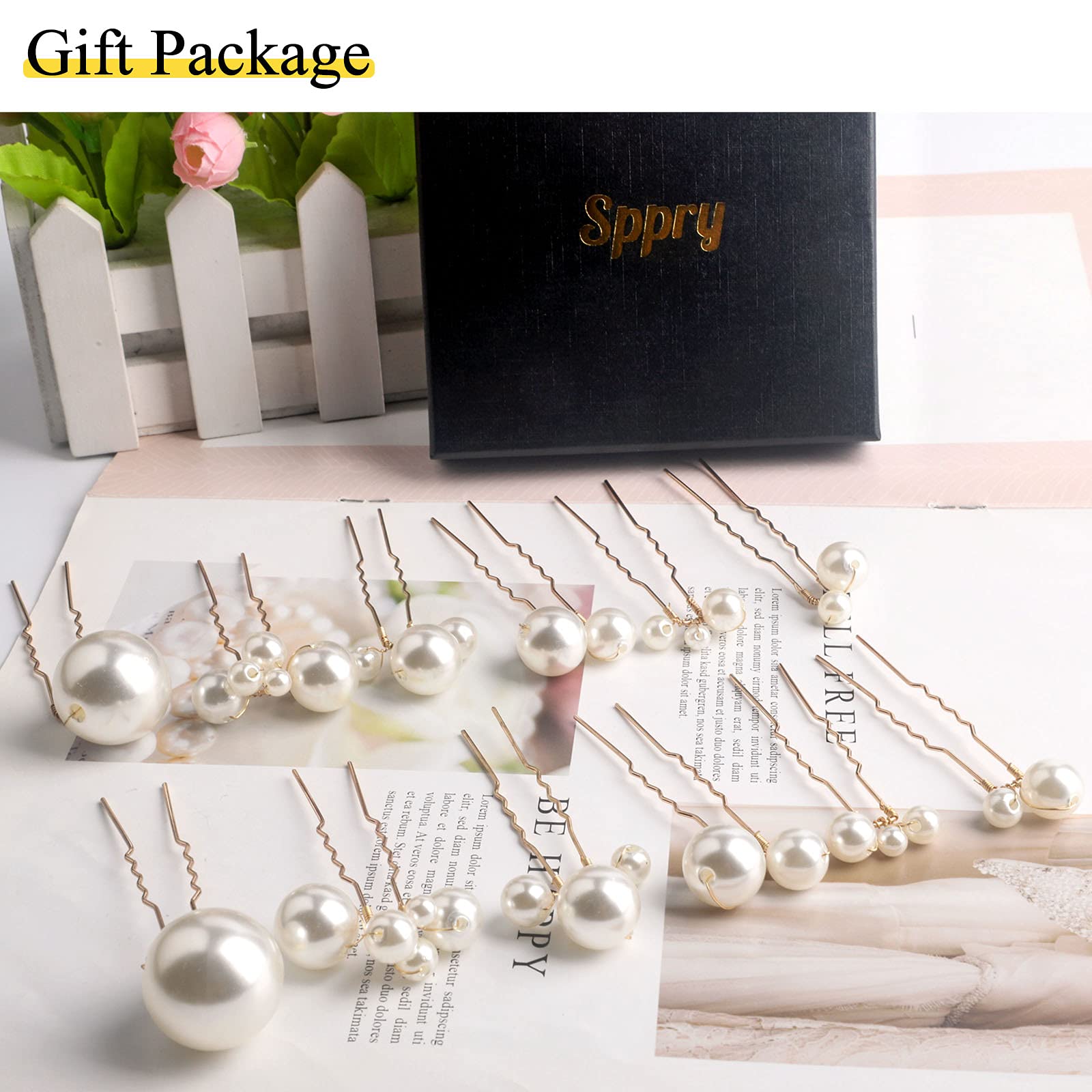 Forcine per capelli da sposa con perle (12 pezzi) - accessori per capelli a forma di U per donne da sposa (oro)
