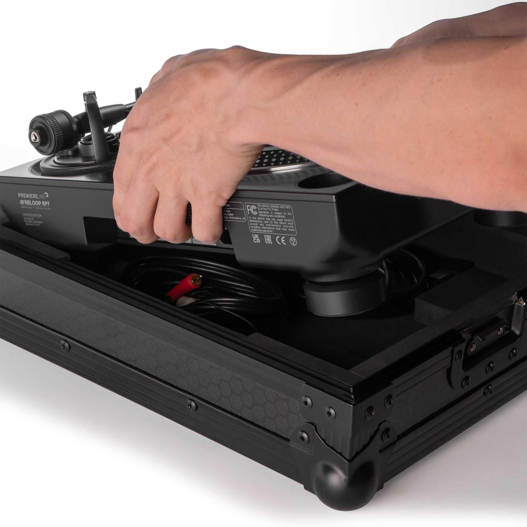 Reloop Premium RP-7 Turntable Case - Robuste Konstruktion mit kratzfester Hexa-Oberfläche in mattem Schwarz