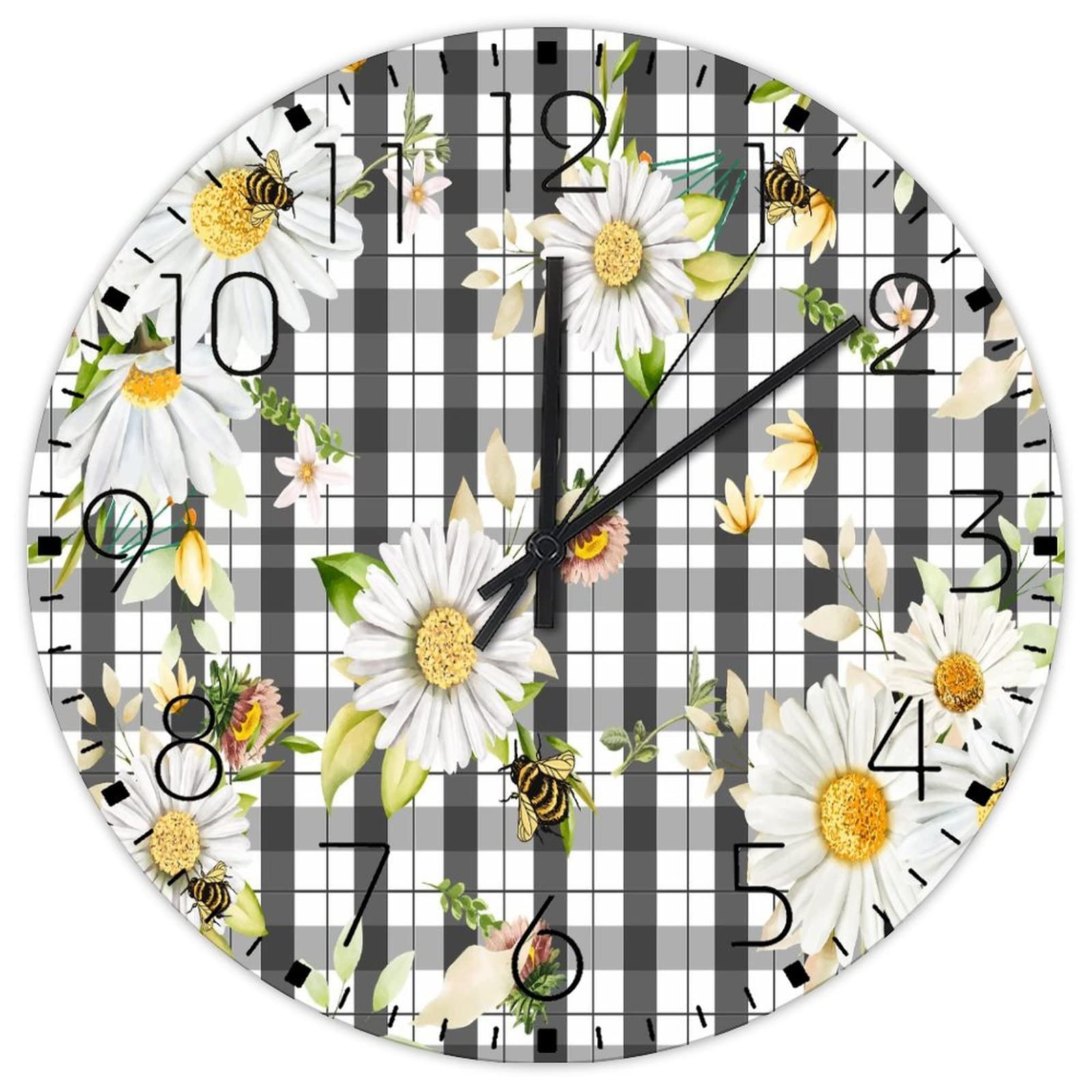 Horloge murale en bois silencieuse pour salon et porche