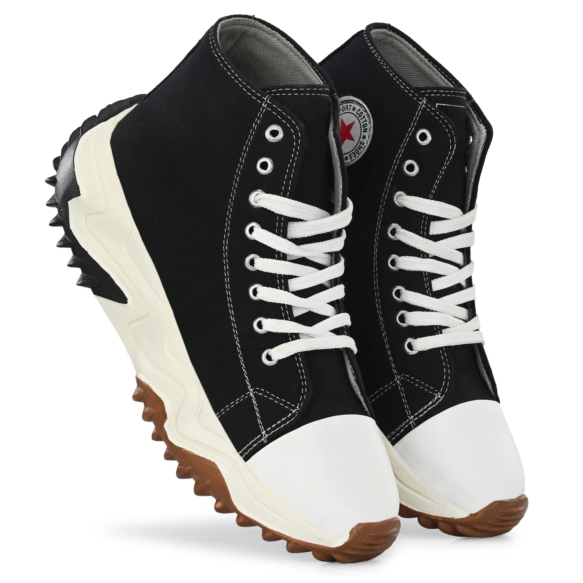 RexivoMen's Fabric Lace-Up Outdoor Trendy Lightweight Casual, Stylish High Ankle Boot Sneakers