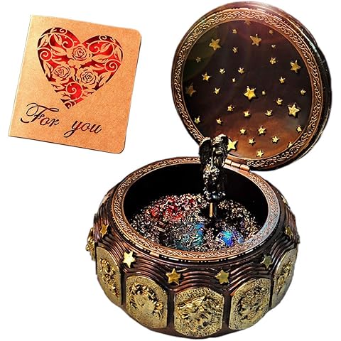 Vintage Music Box with Constellations Rotating Goddess LED Lights Twinkling Resin C...