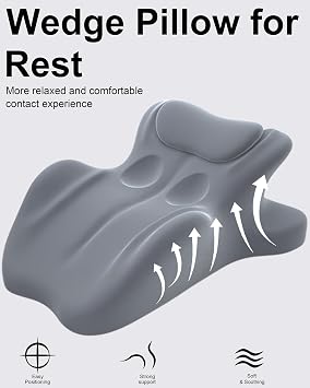 Ergonomic Memory Foam Wedge Pillow, 27 Bed Wedge Support, Grey