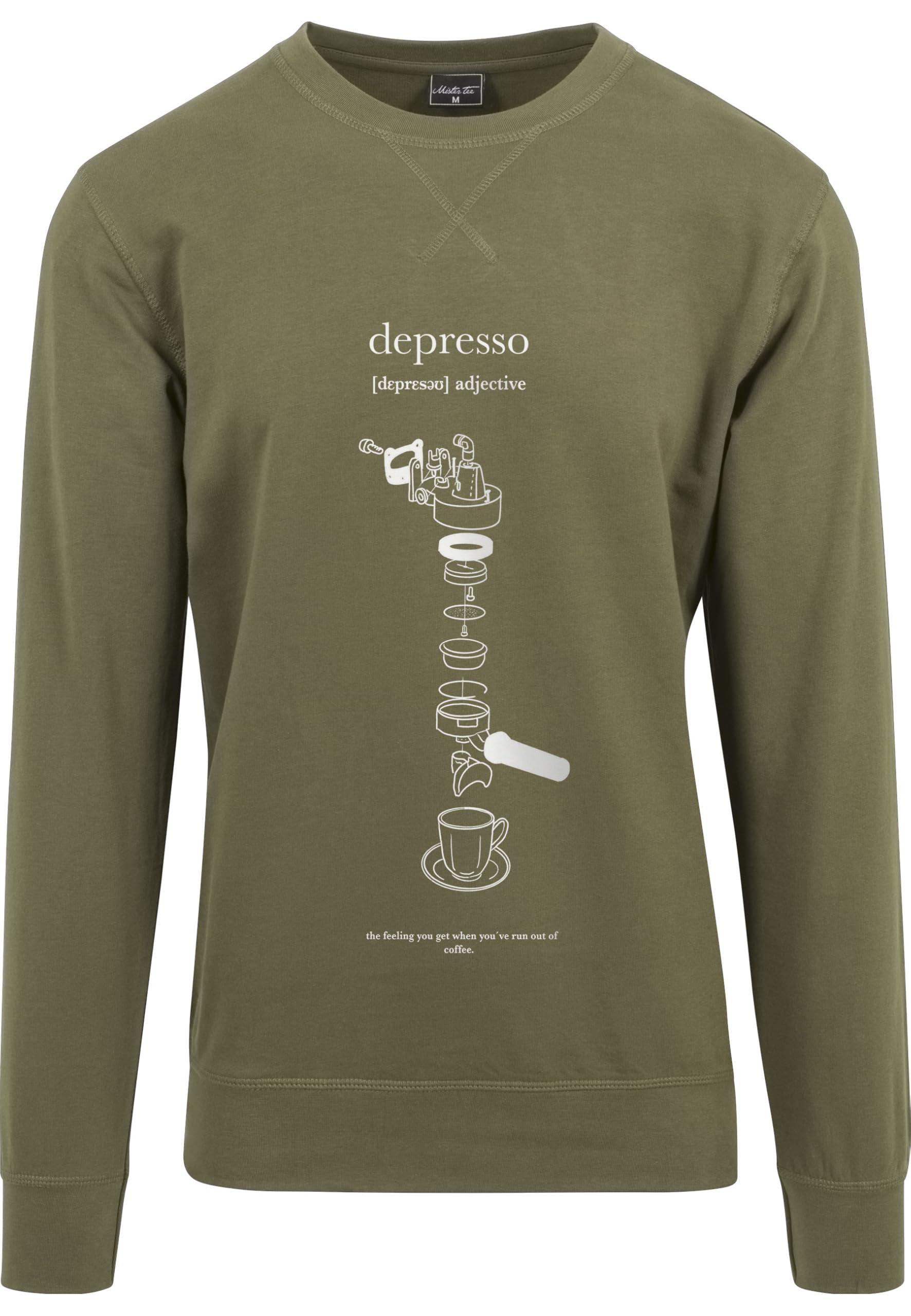 Mister Tee Men's Depresso Crewneck Sweatshirt, OLIVE,