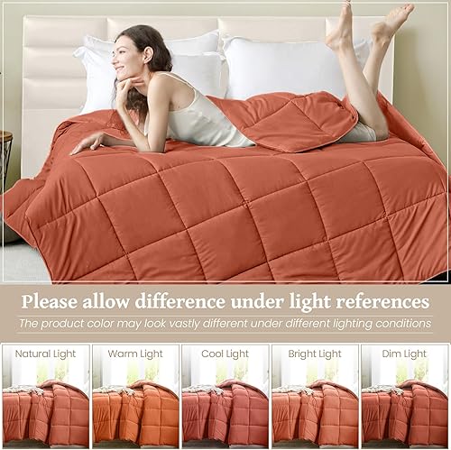 Miniatura 4 de Homelike Moment - Edredón tamaño queen, inserto color naranja, plumón alternativo, ligero, tamaño queen, acolchado, suave, para todas las