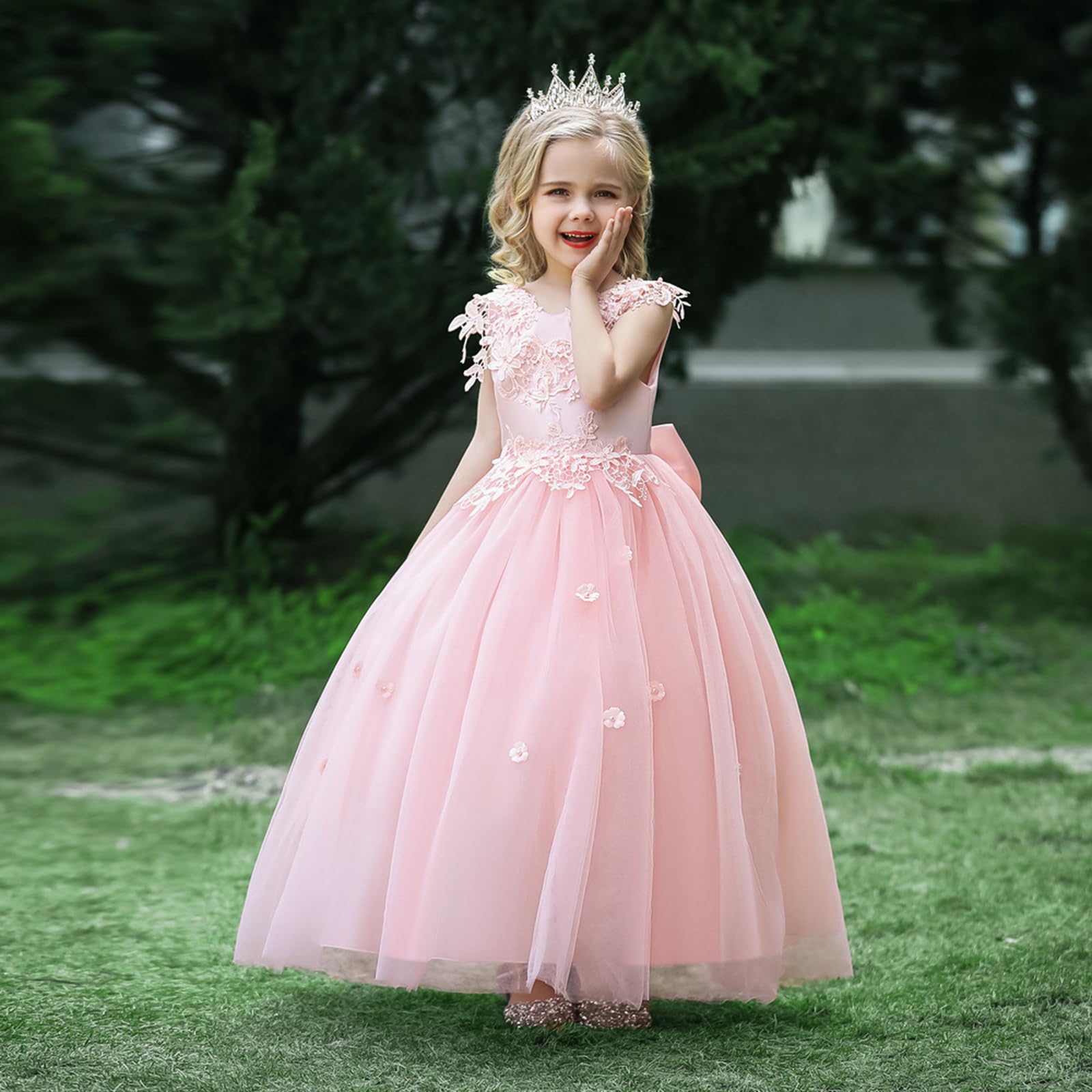 LOLANTA Vestiti Cerimonia Comunione Bambina,Abito Eleganti Bianoco Rosa Blu