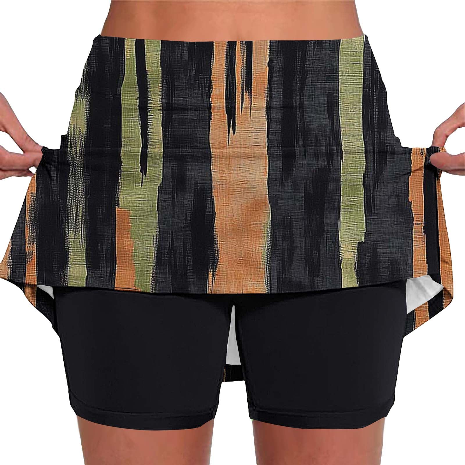 Skorts for Women Plus Size Tummy Control Legging with Skirts Casual High Waist Mini Skirts Athletic Tennis Short — view 33