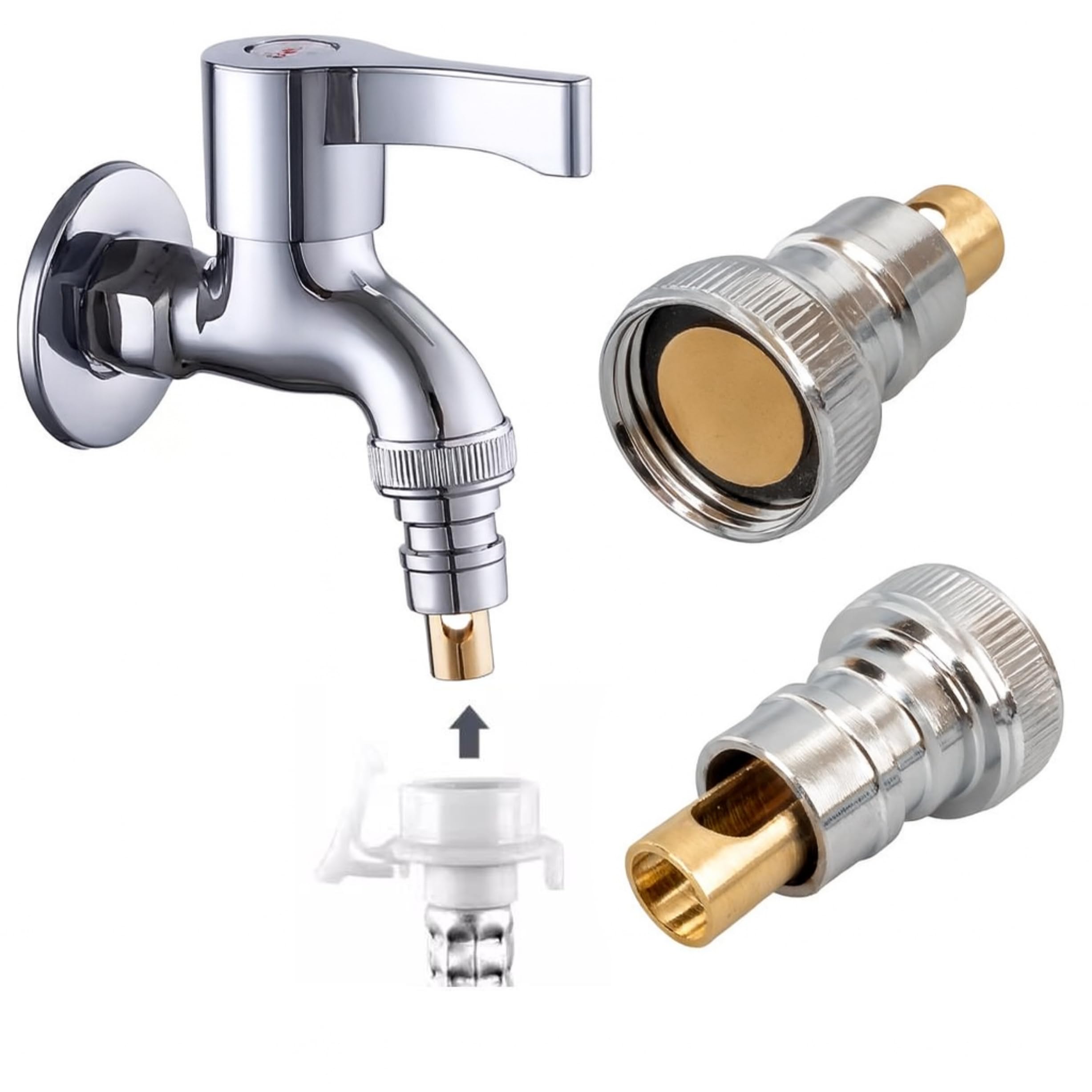 Fossa Automatic Water Stopper for Washing Machine Tap, Brass Faucet Adapter, Anti-Leak Quick Connect