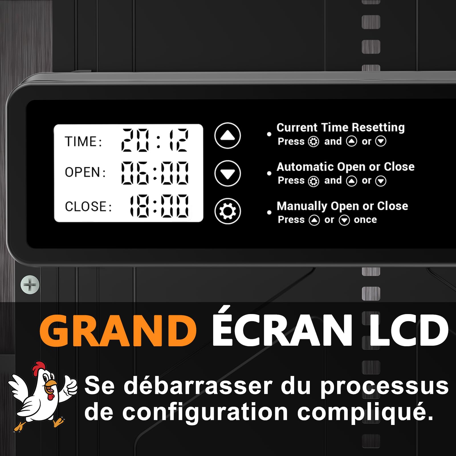 Porte Automatique Poulailler - Grande avec Minuterie du Soir/Matin | Porte Poulailler Automatique en Alliage d'aluminium, Porte Poulailler Anti-pincement Fonctionne à Piles