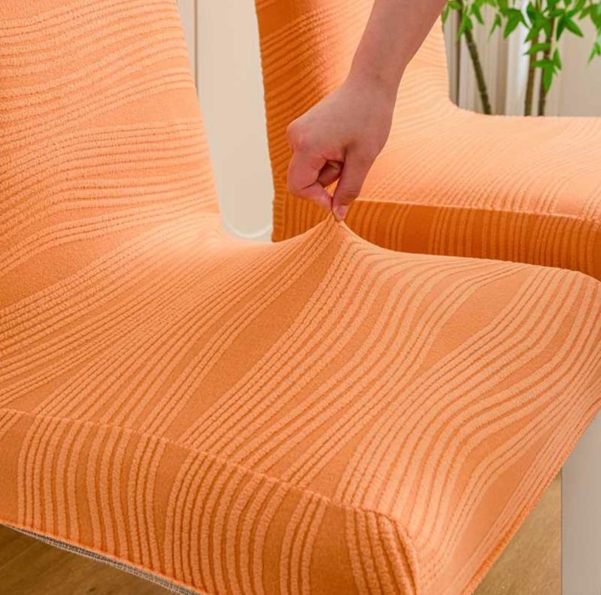 Orange Jacquard Chair Covers - Stretch & Protect! -5