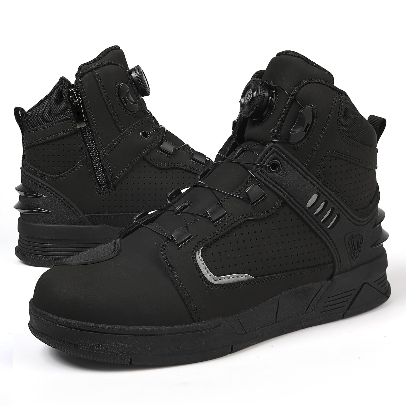 Scarpe Moto Uomo, Stivali Moto, Stivali Scarpe Moto Motocross Strada | Traspiranti con cerniere laterali e supporto per la caviglia, Strisce riflettenti, Suola in gomma antiscivolo