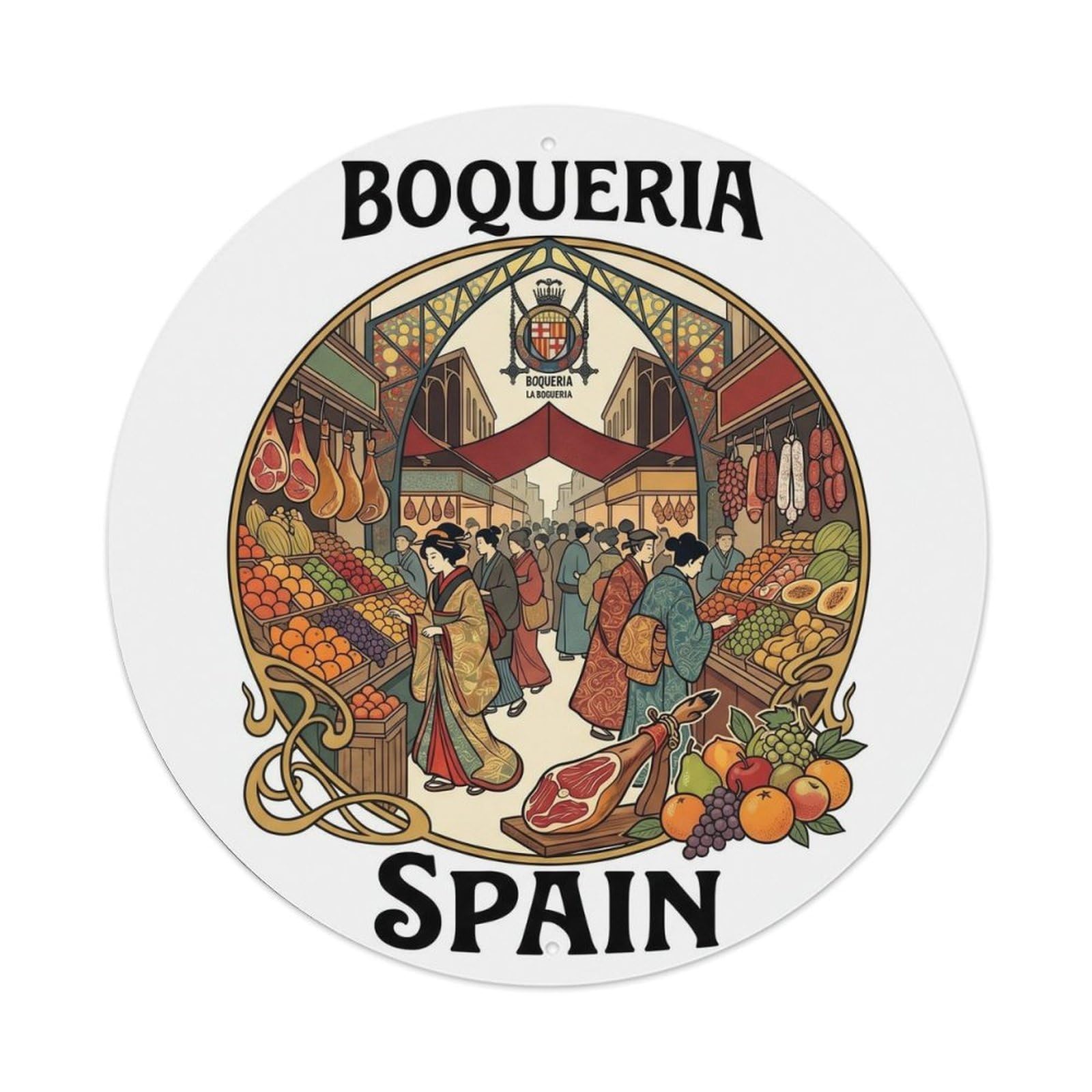 Barcelona La Boqueria Spain Art Nouveau Heritage Metal Tin Sign