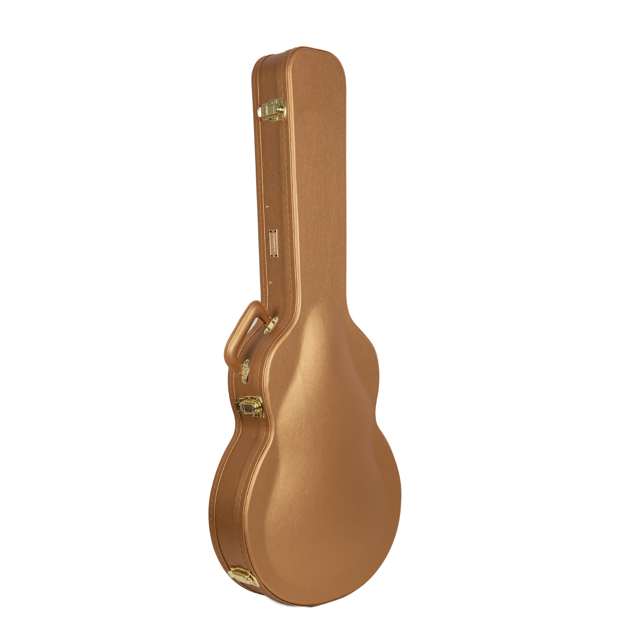 Crossrock Wooden Electric Guitar Case for 335 Style Semi-Hollow | Luxury Gold Faux Leather, Burgundy Velvet Interior, Lock – Designer Series(CRW520SALG)